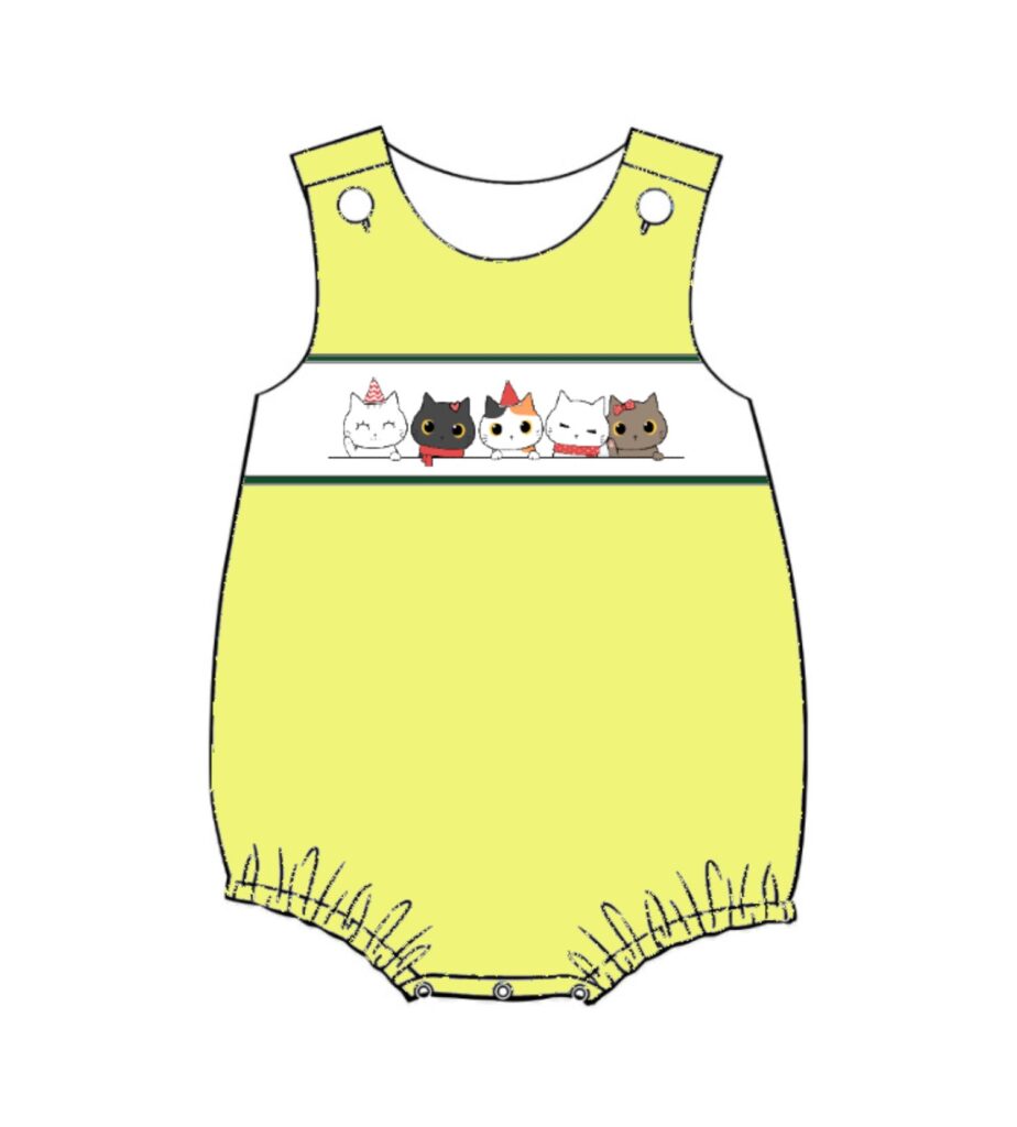 Happy Cats Custom Boy Smocked Bubble