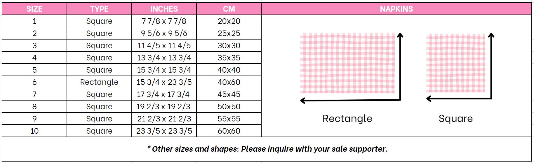 EMBROIDERED PRODUCTS SIZE CHART 1 napkins-size-chart