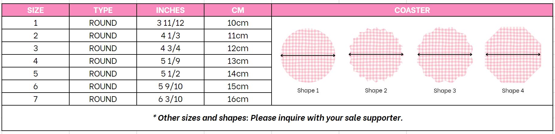 EMBROIDERED PRODUCTS SIZE CHART 3 coaster-size-chart