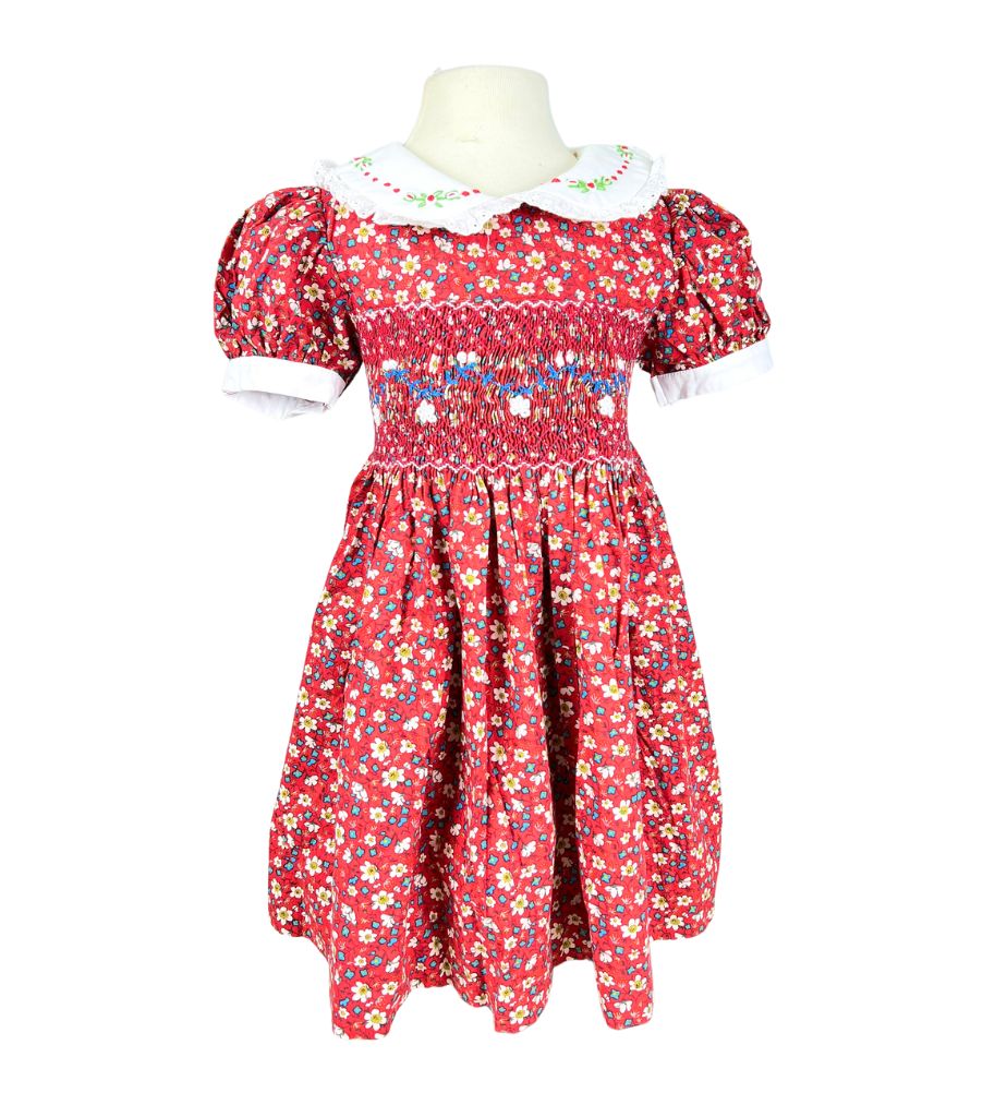 RTS10 -  Red smocked floral dress