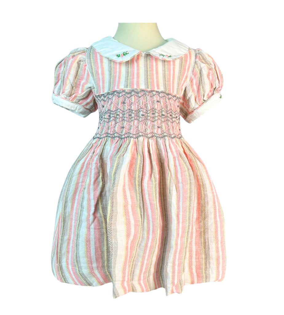 RTS12 - Vinatge geometric smocked dress