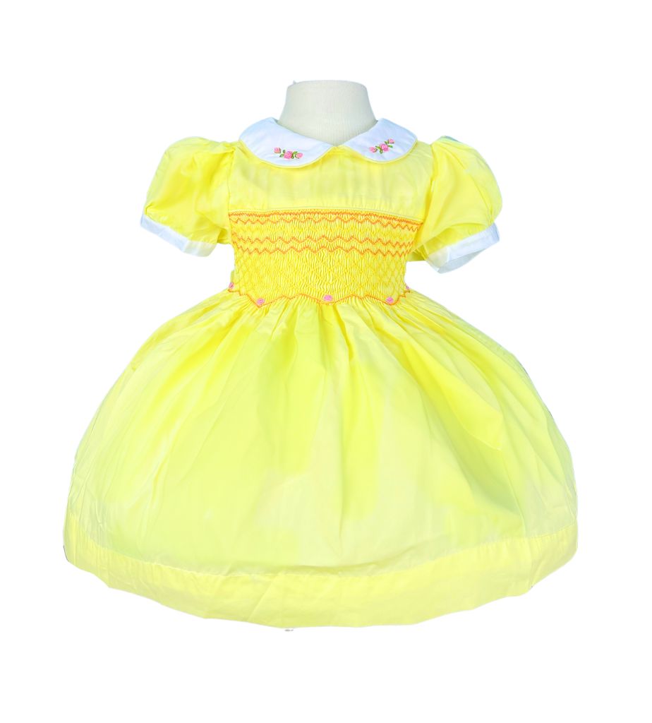 RTS06 - Yellow smocked geometric dress