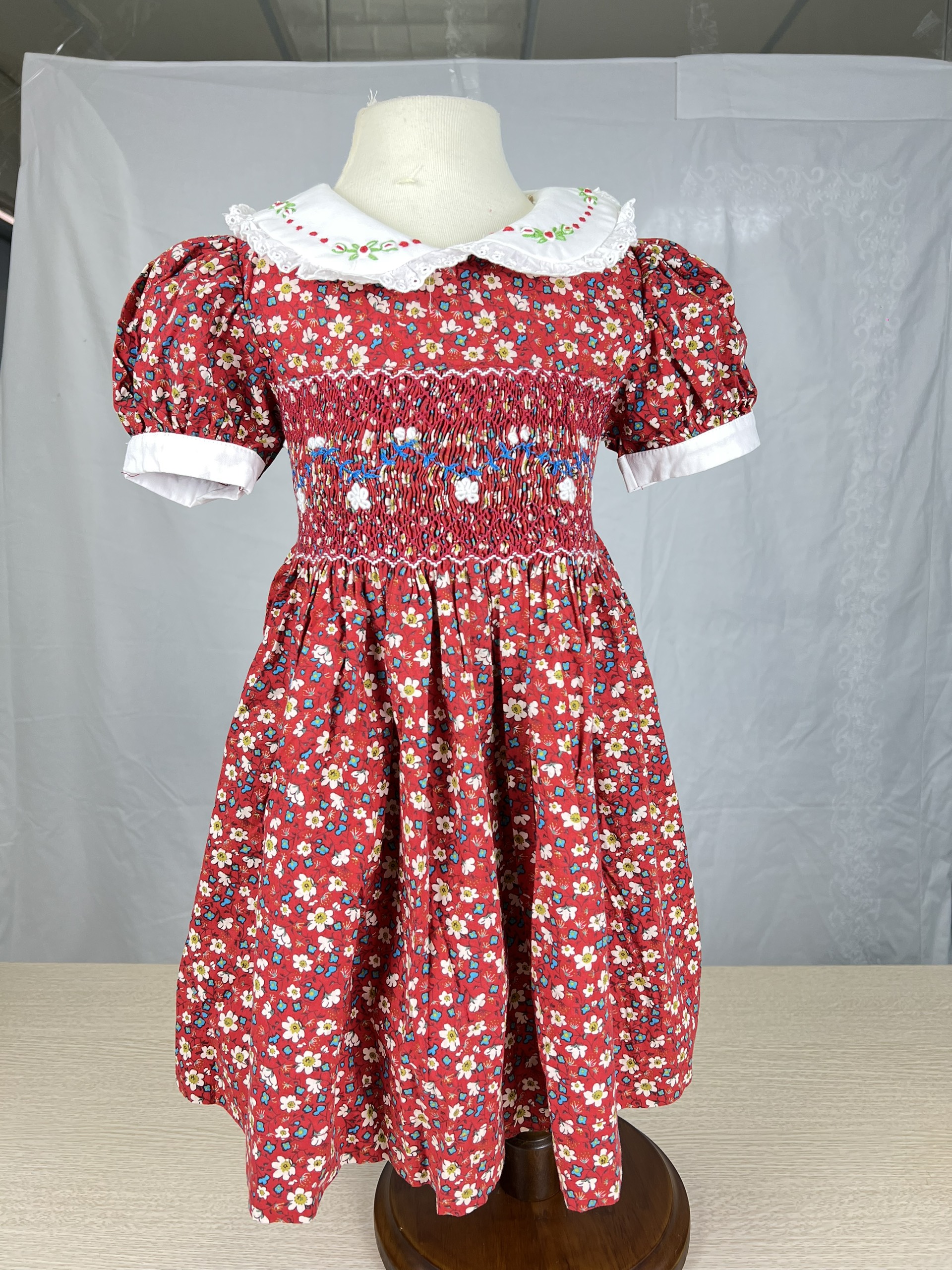 RTS10 -  Red smocked floral dress