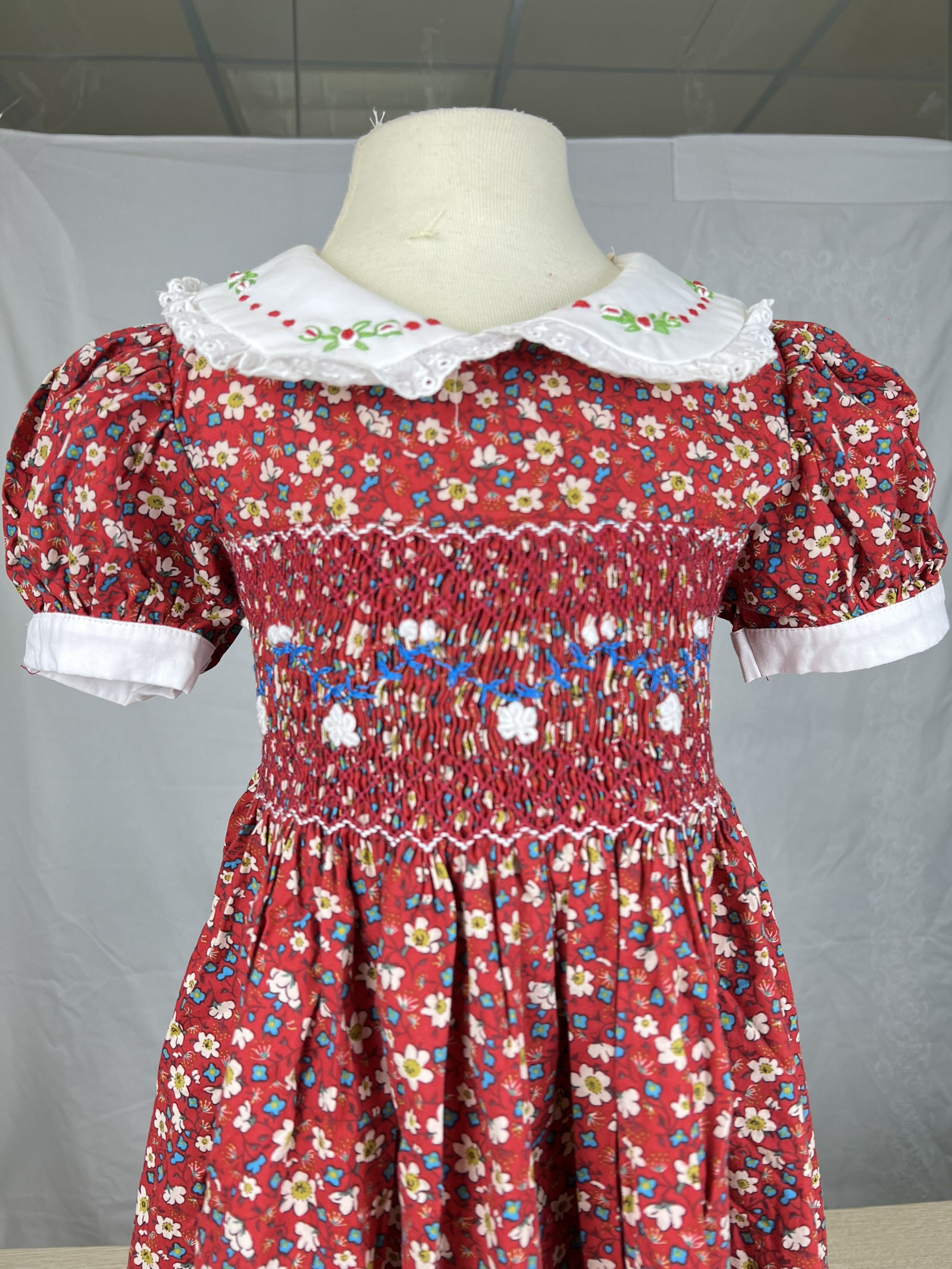 RTS10 -  Red smocked floral dress