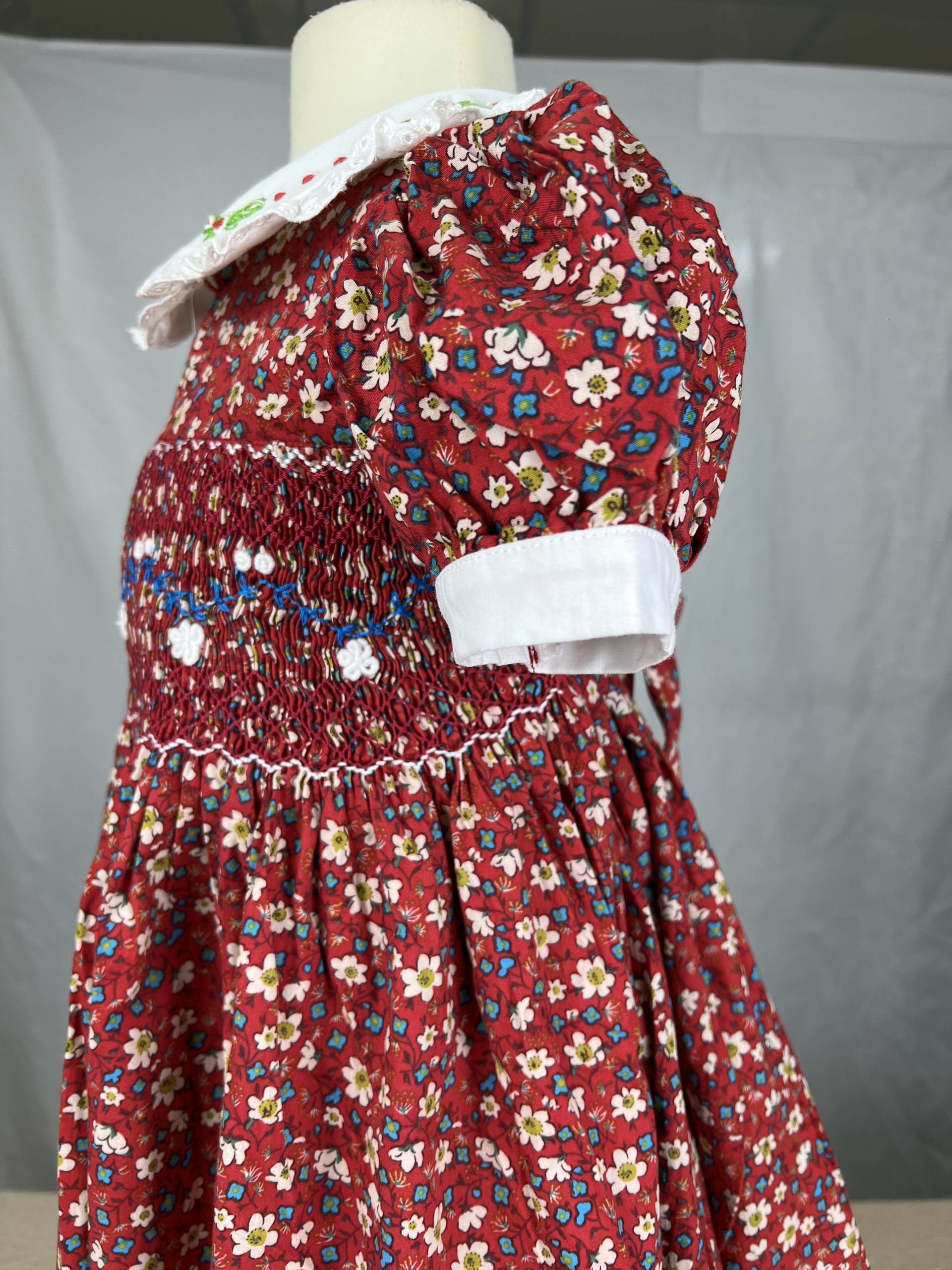 RTS10 -  Red smocked floral dress