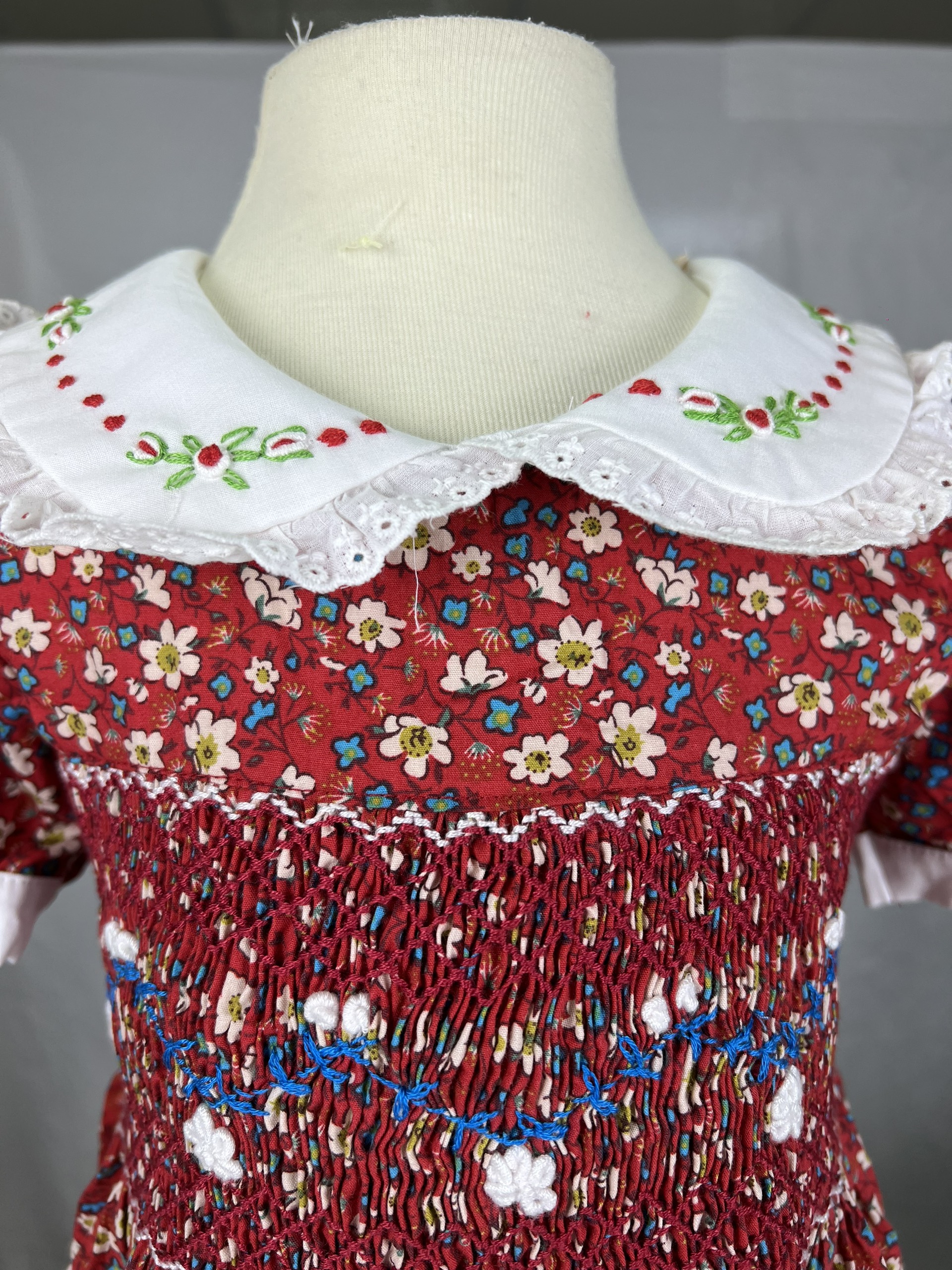 RTS10 -  Red smocked floral dress