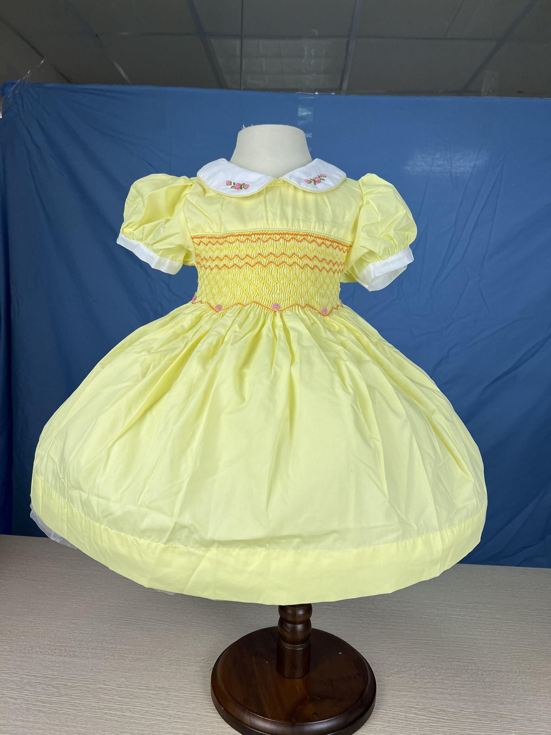 RTS06 - Yellow smocked geometric dress