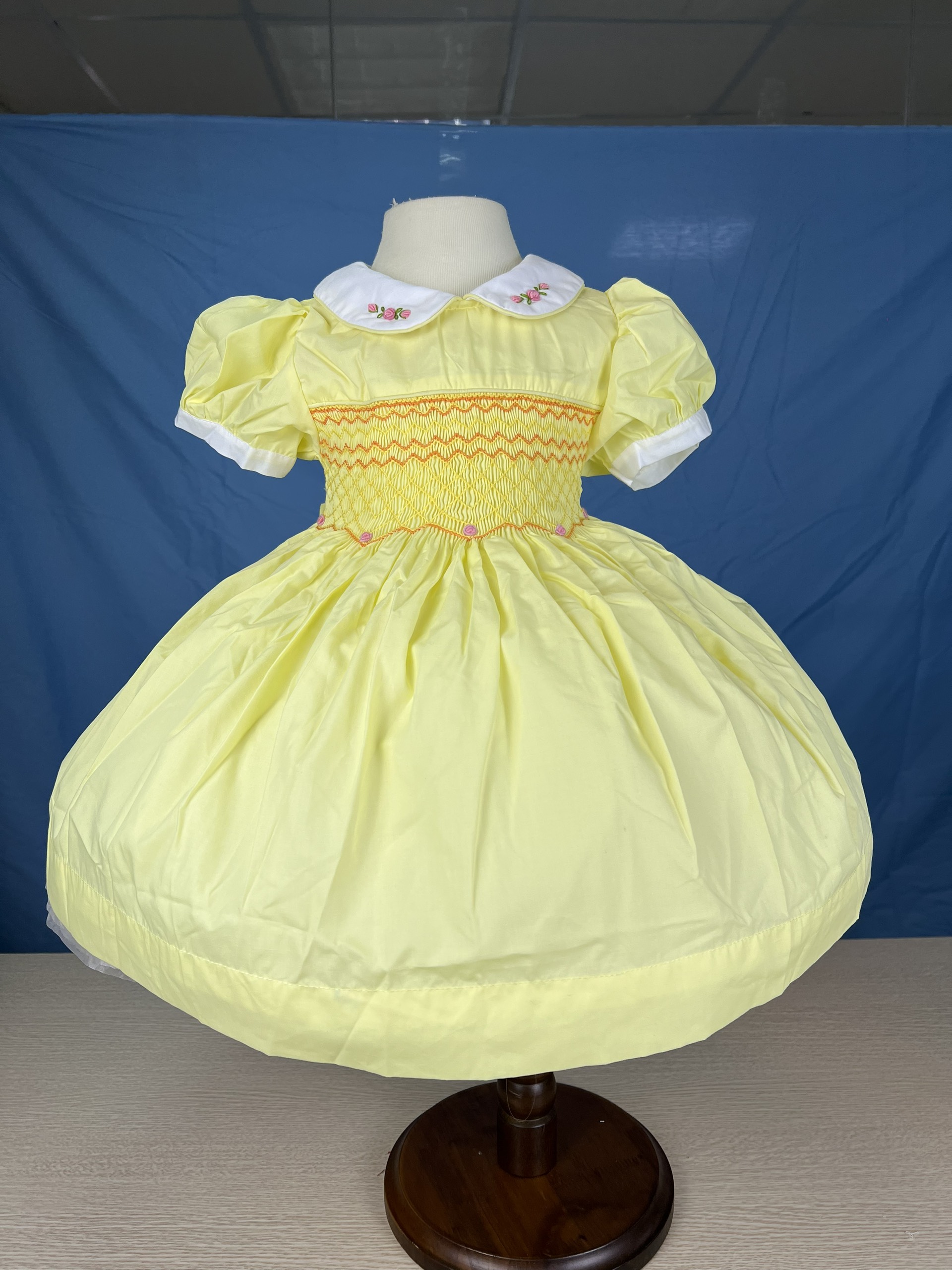 RTS06 - Yellow smocked geometric dress