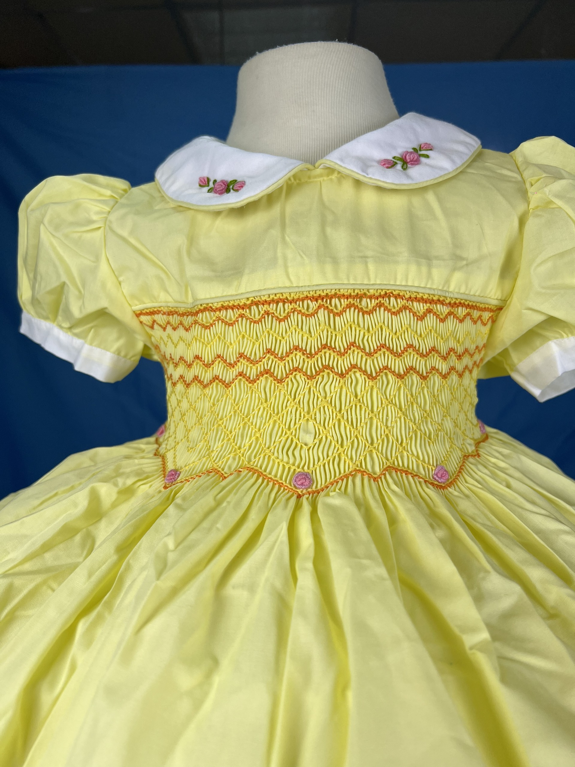 RTS06 - Yellow smocked geometric dress