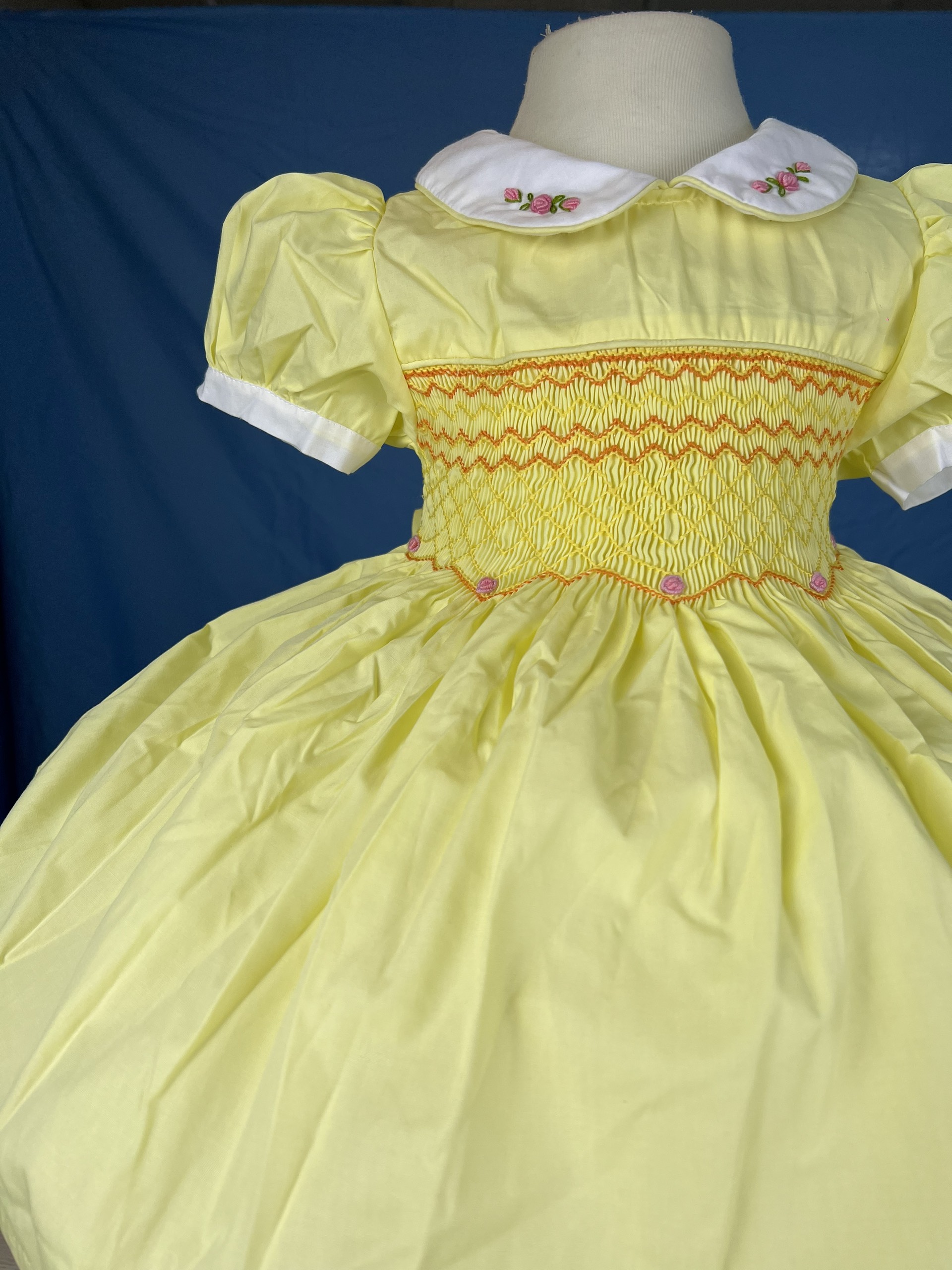 RTS06 - Yellow smocked geometric dress