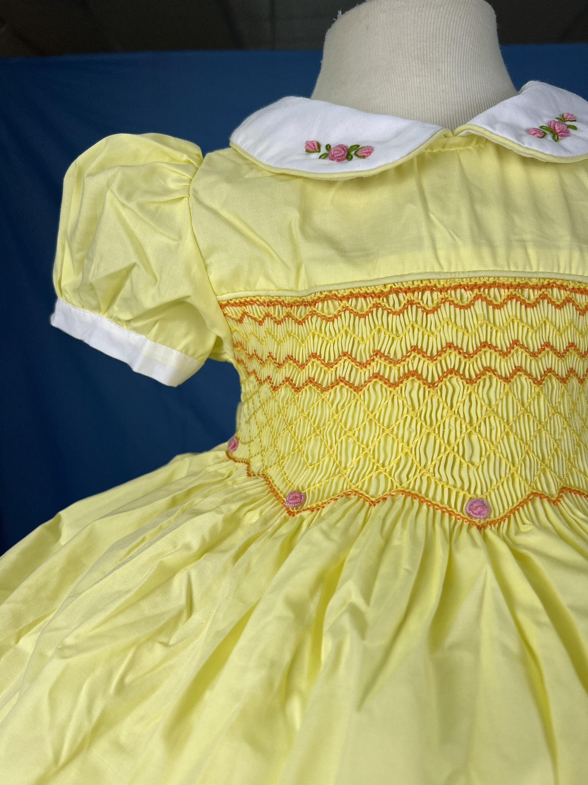 RTS06 - Yellow smocked geometric dress