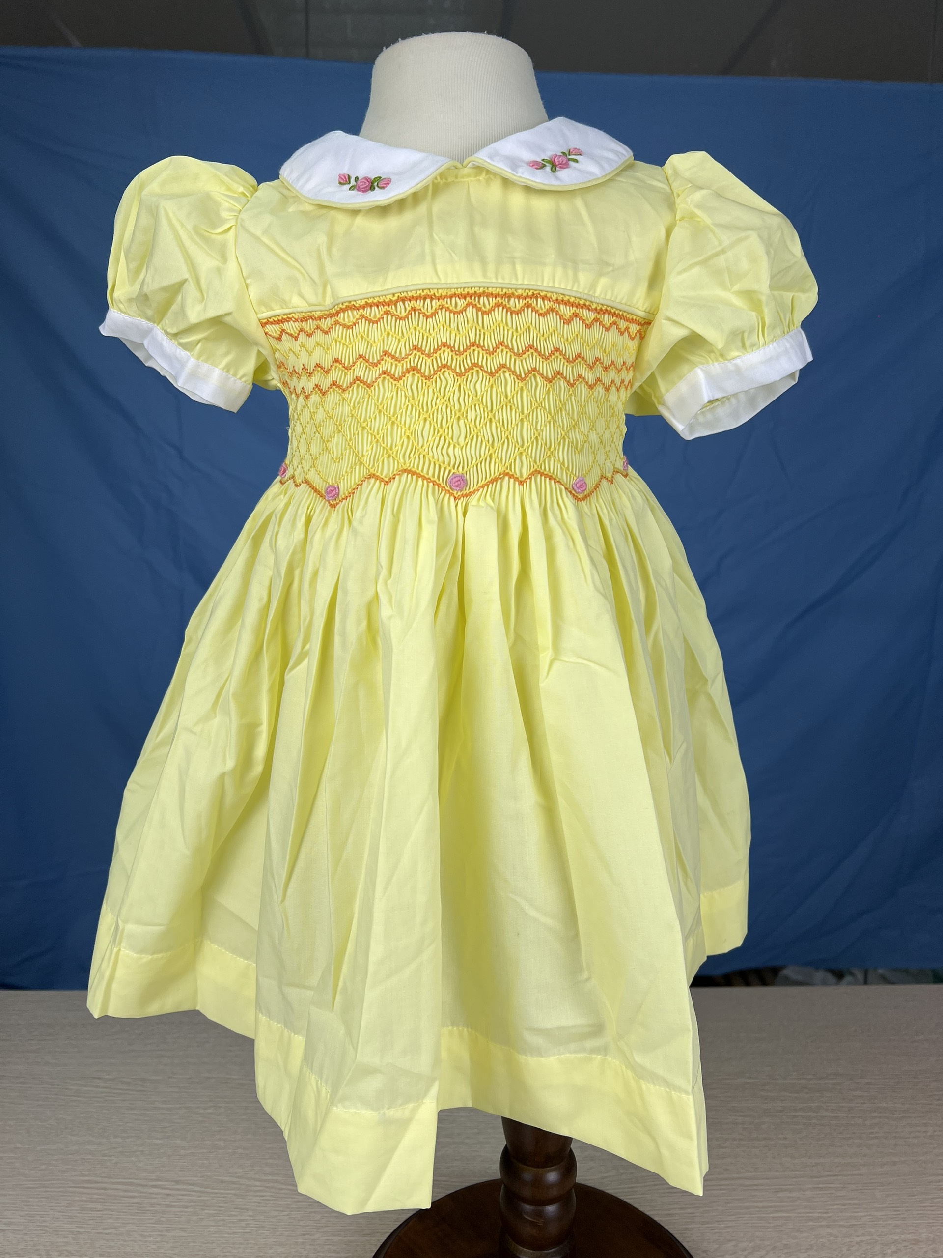 RTS06 - Yellow smocked geometric dress