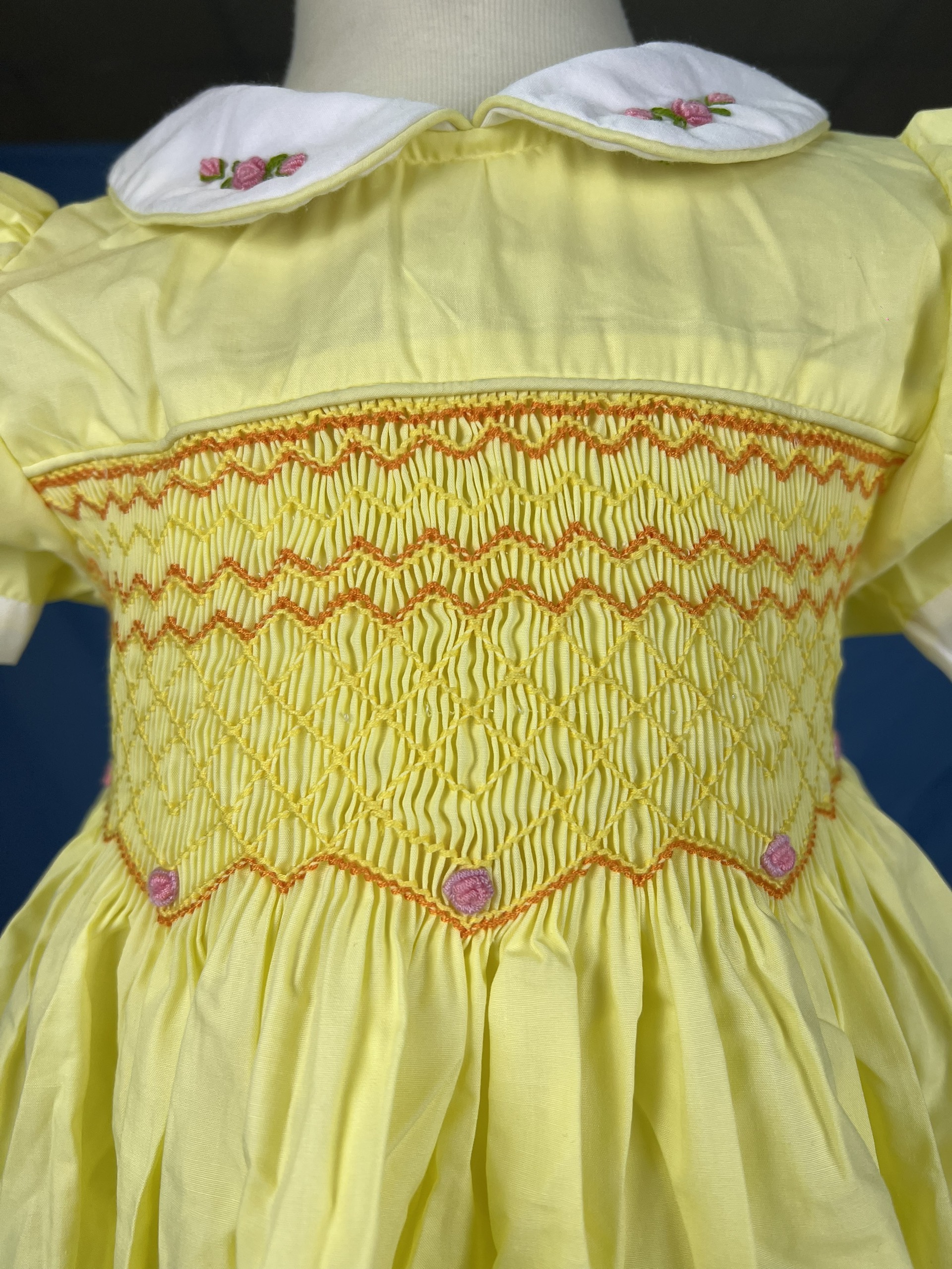 RTS06 - Yellow smocked geometric dress