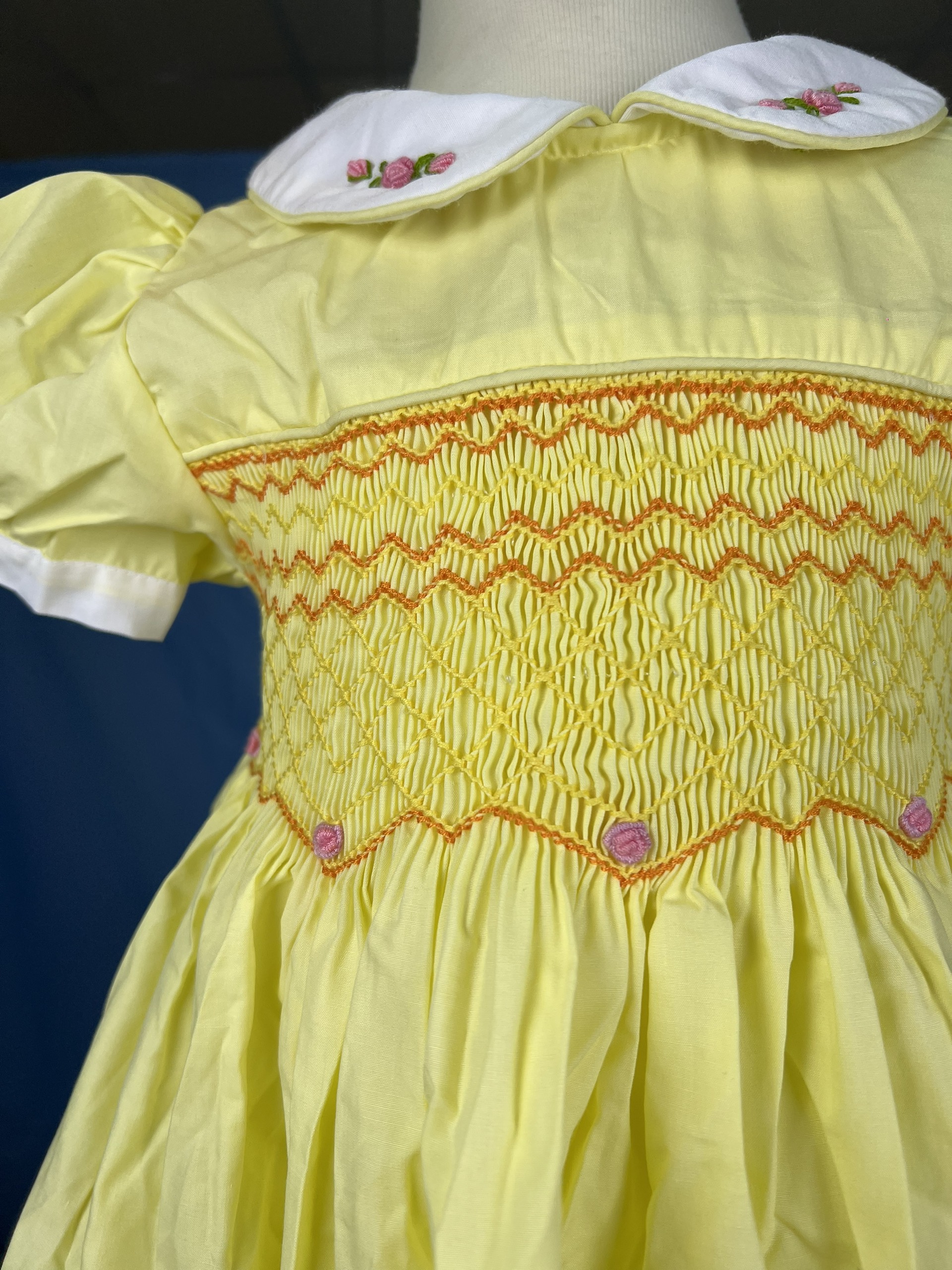 RTS06 - Yellow smocked geometric dress