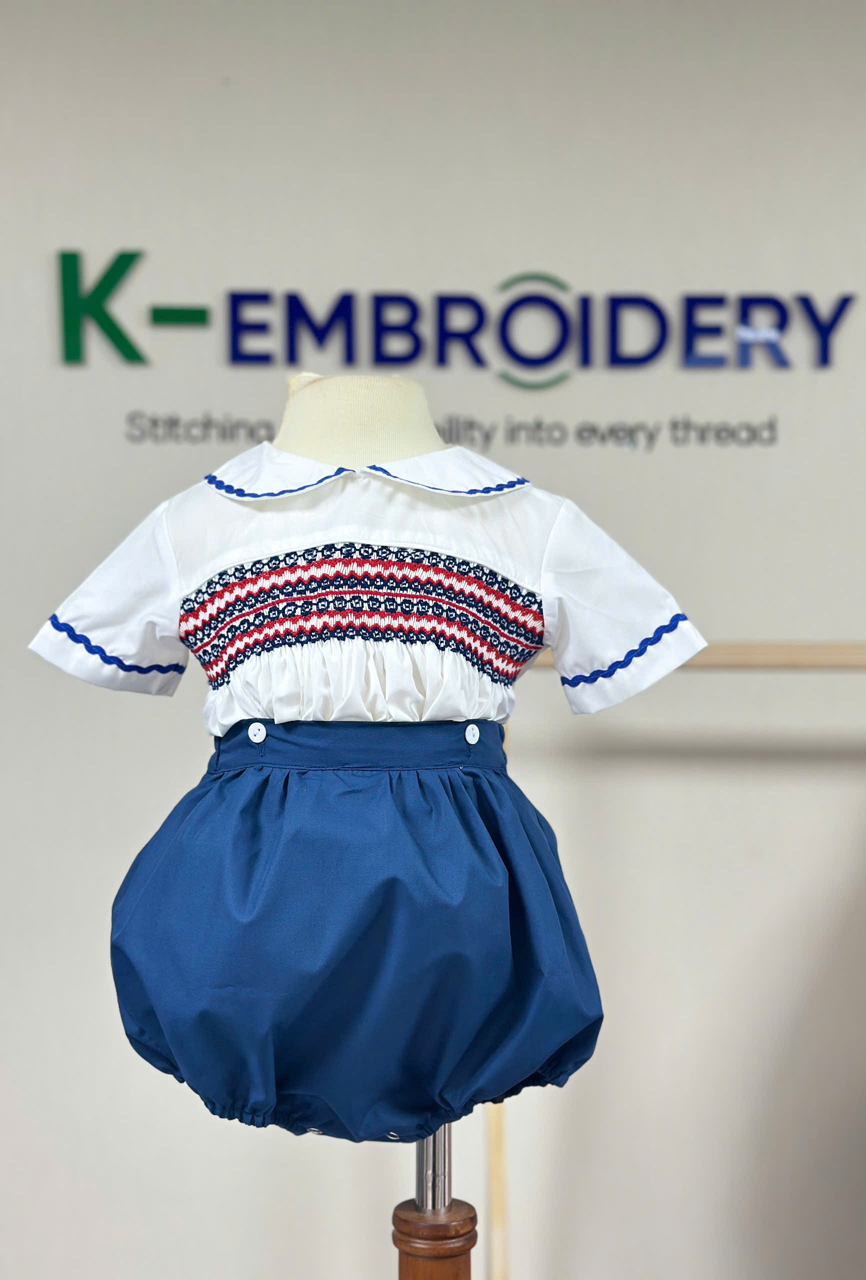 Classic Smocked Baby Boy Bubble Outfit