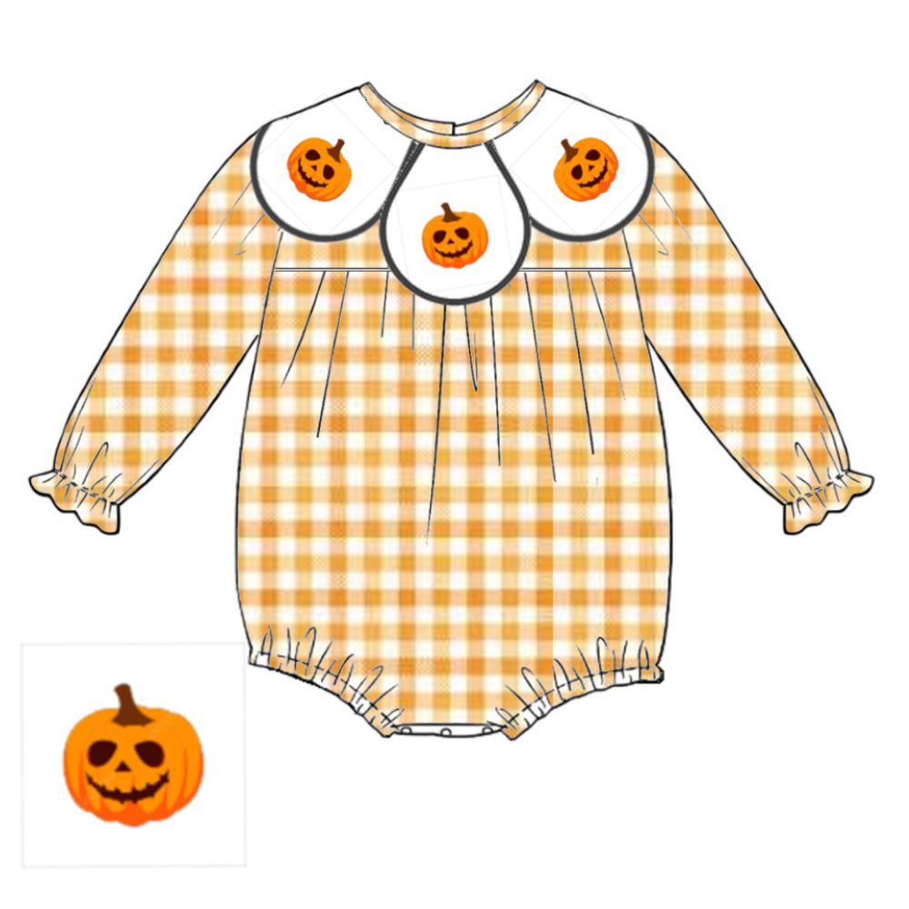 Fall pumpkins longsleeve girls applique bubble