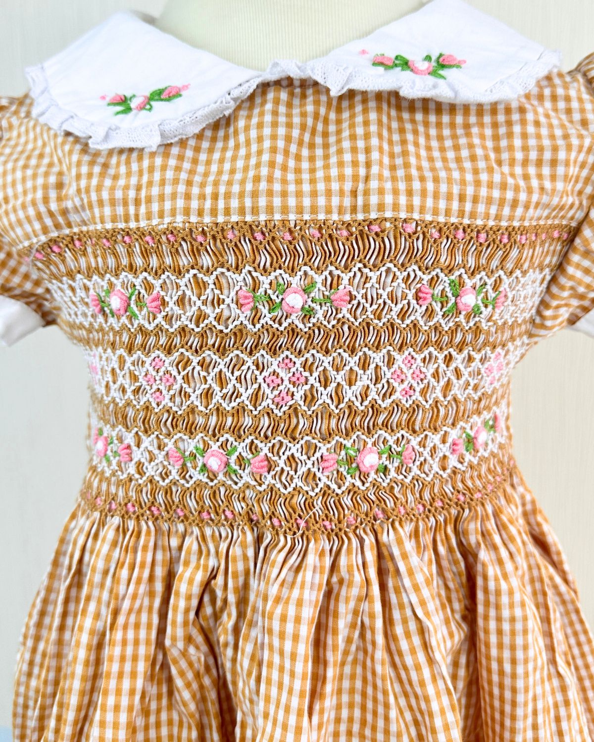 Little flower yellow geometric smocked dress