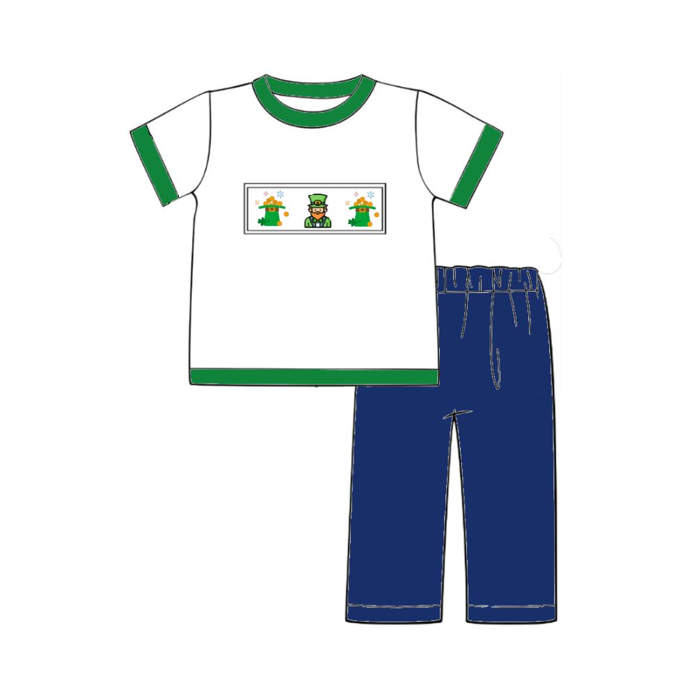 St Patrick's Day boy smocked set