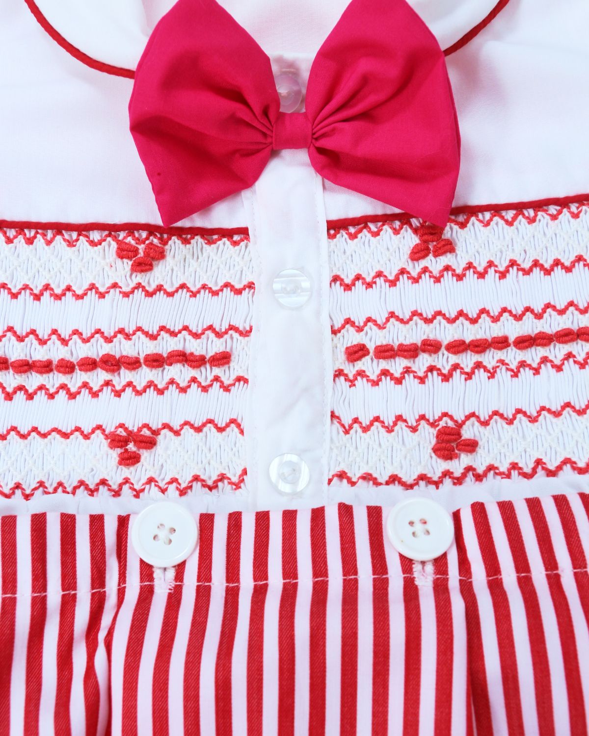 Red Geometric smocked outfits for baby girls