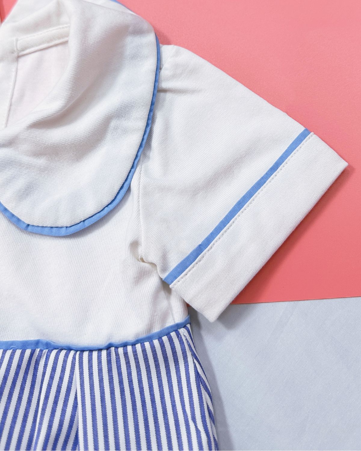 Boy striped basic bubble in white and blue