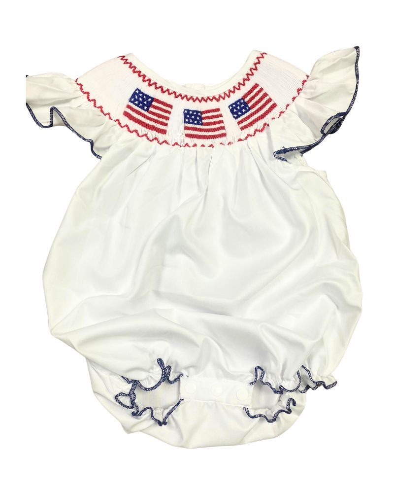 Patriotic Girls Smocked Bubble