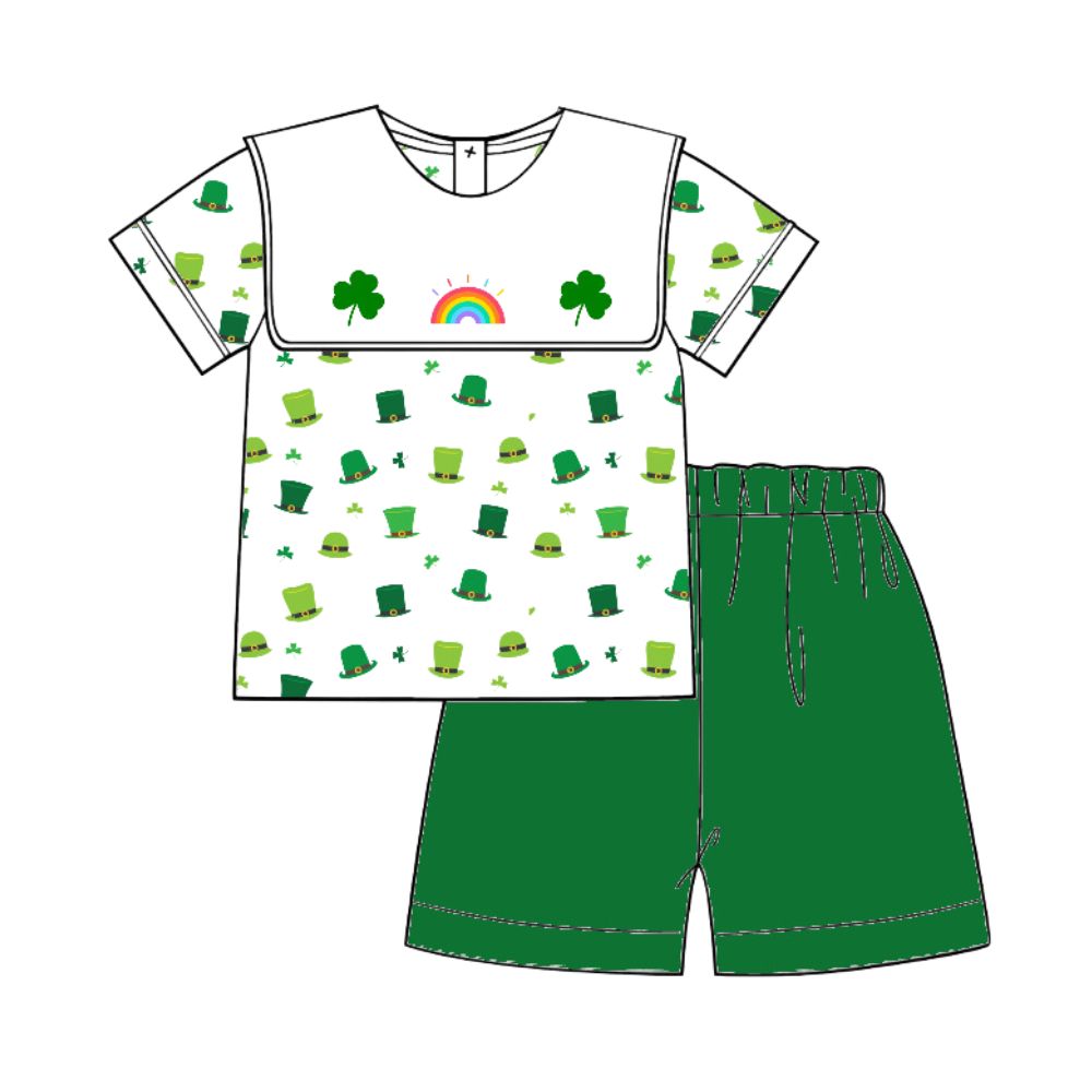 Shamrock boy applique short set