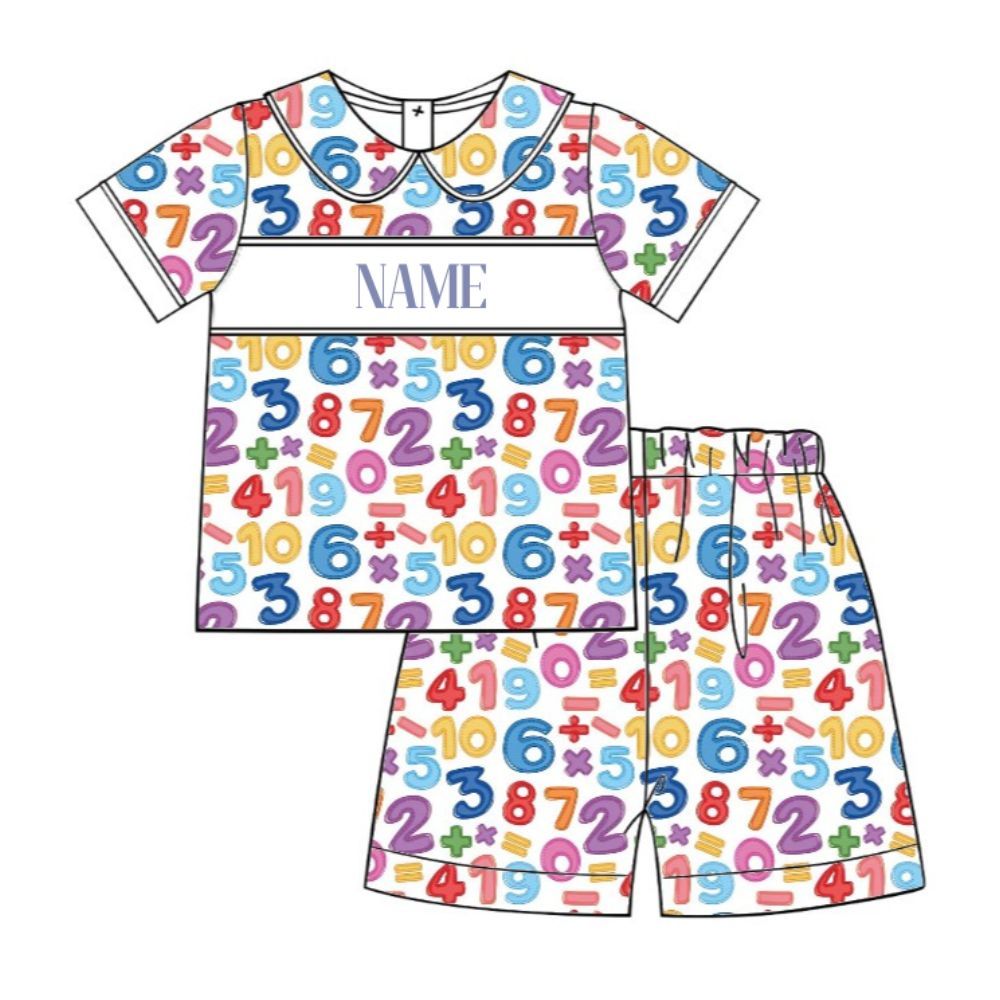 Amazing math custom name boy smocked short set