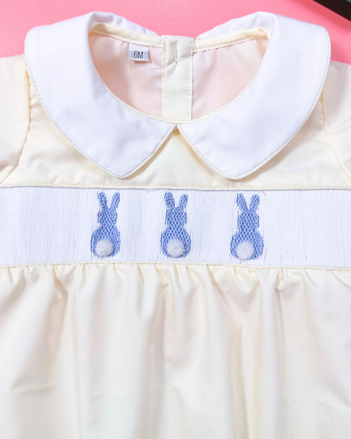 Bunny cream boy smocked bubble