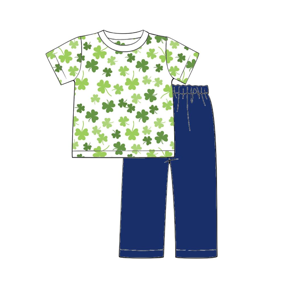 St. Patrick's Day Boy's Solid Color Printed Outfit