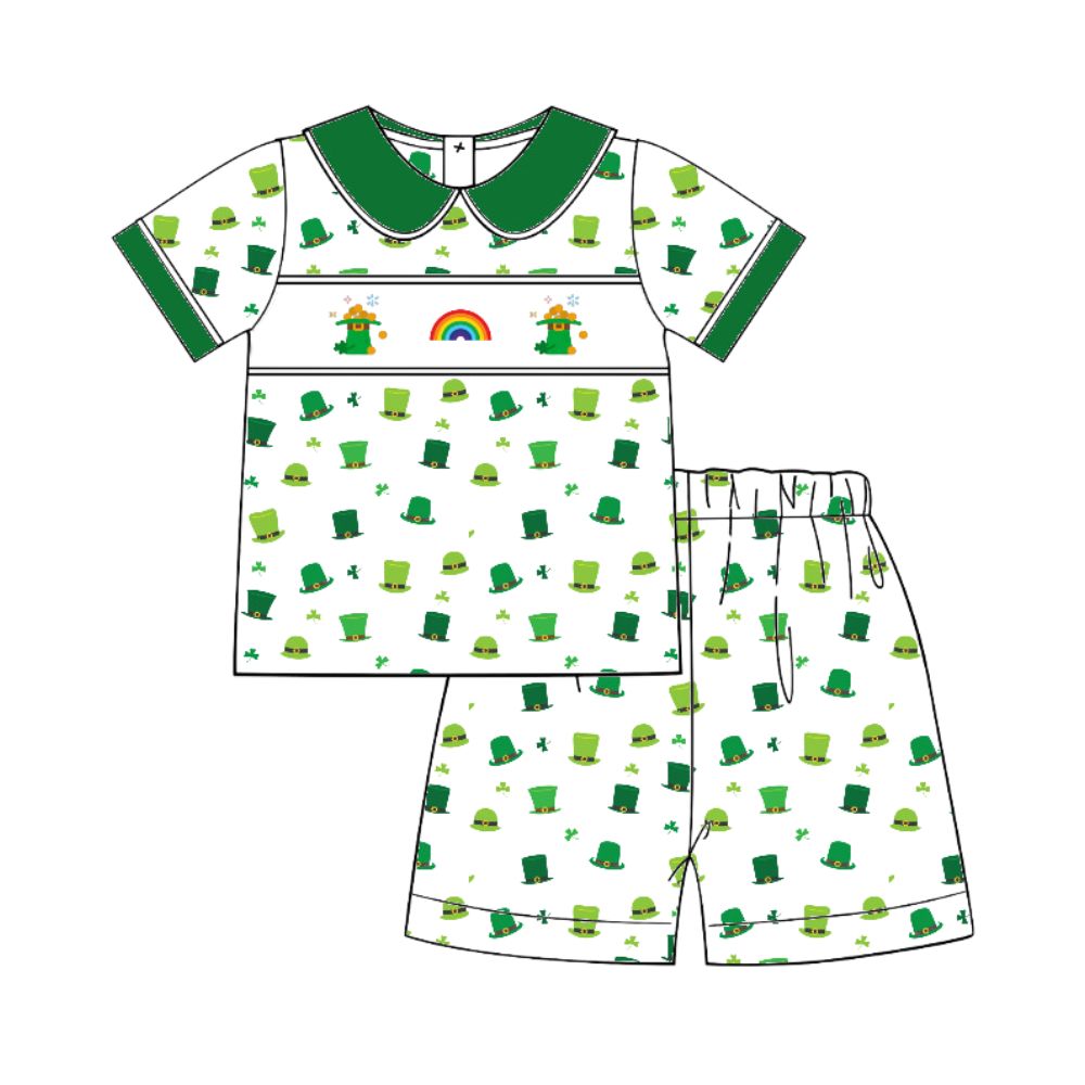 Shamrock boy smocked set for St. Patrick party