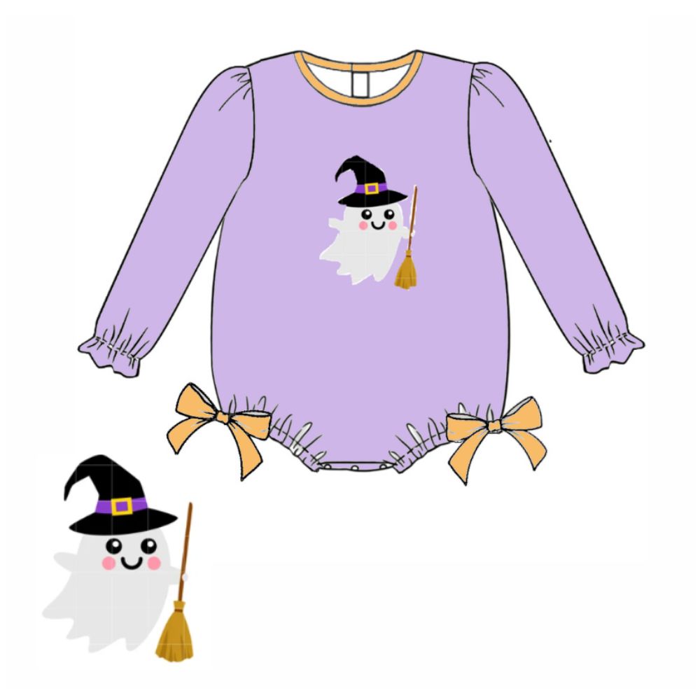 Cute Boo applique embroidered girls bubble