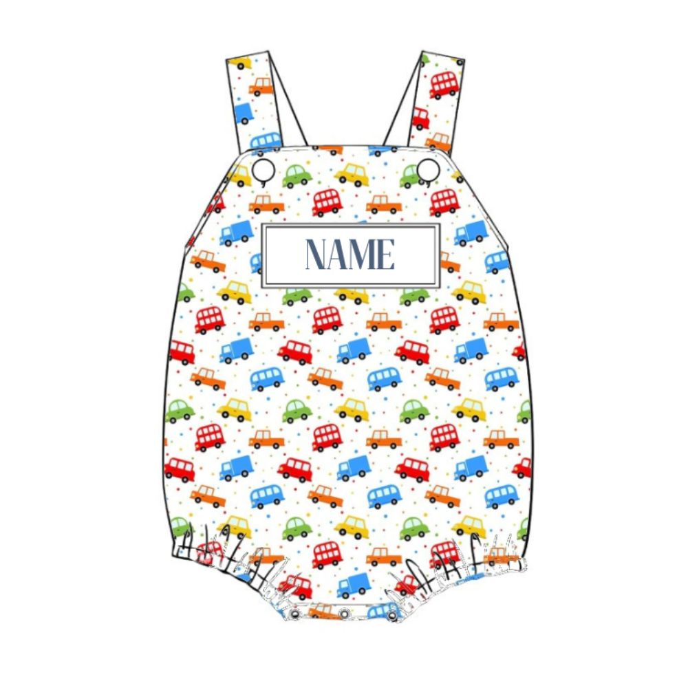 School bus time smocked bubble custom name