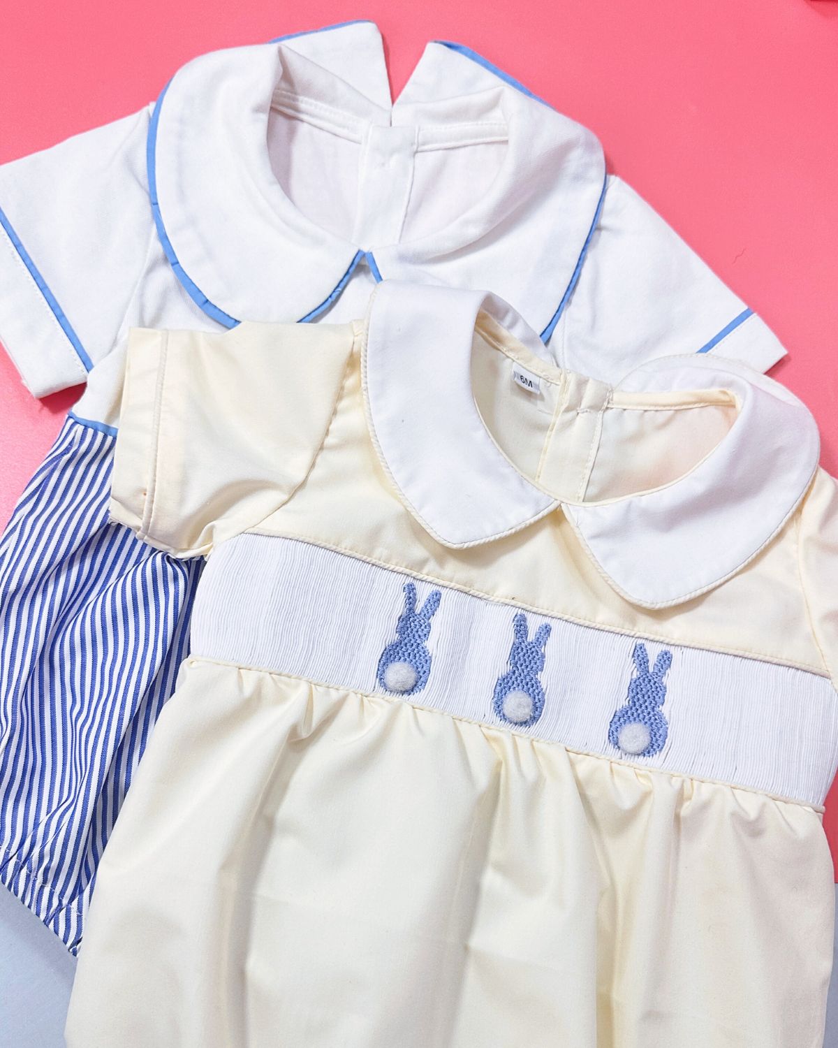 Boy hand smocked bubble collection new