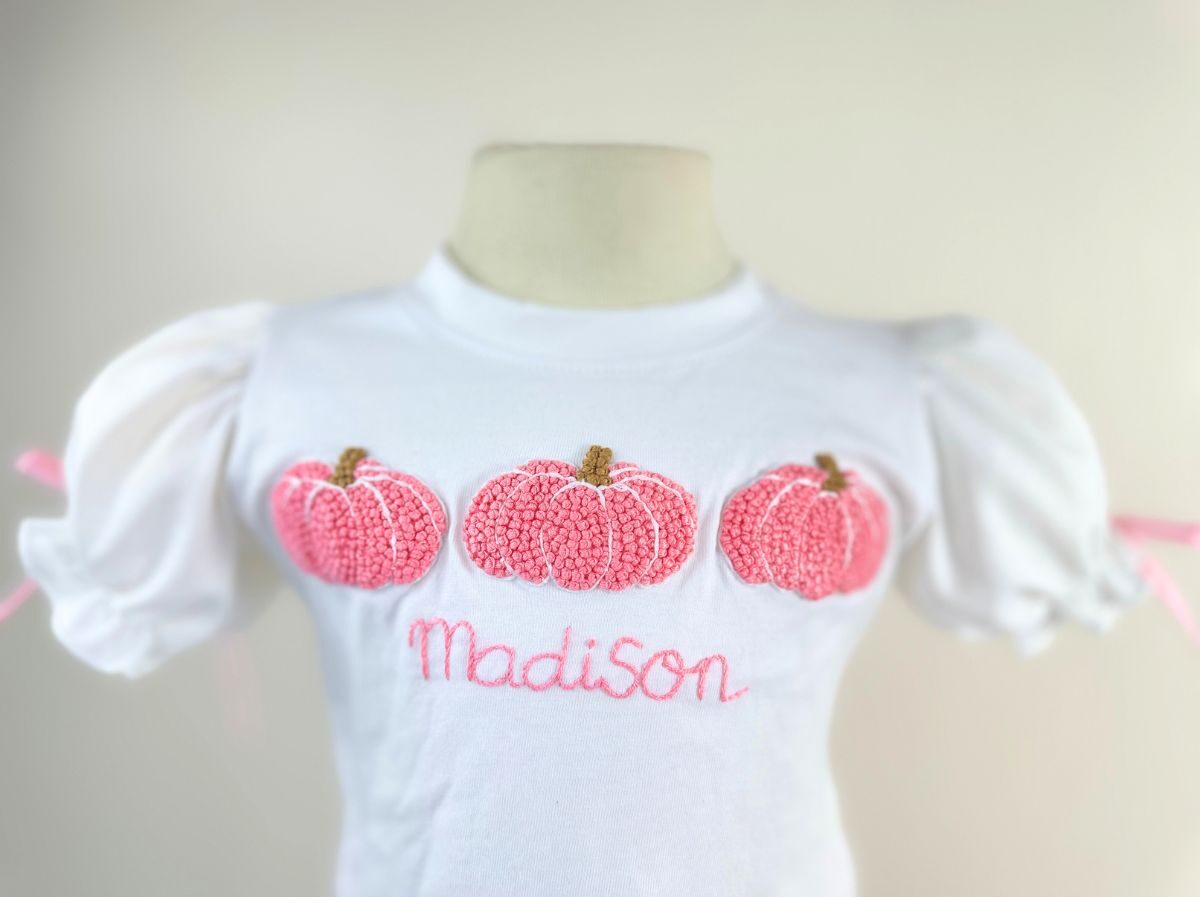 Pink pumpkins french knot set for girls