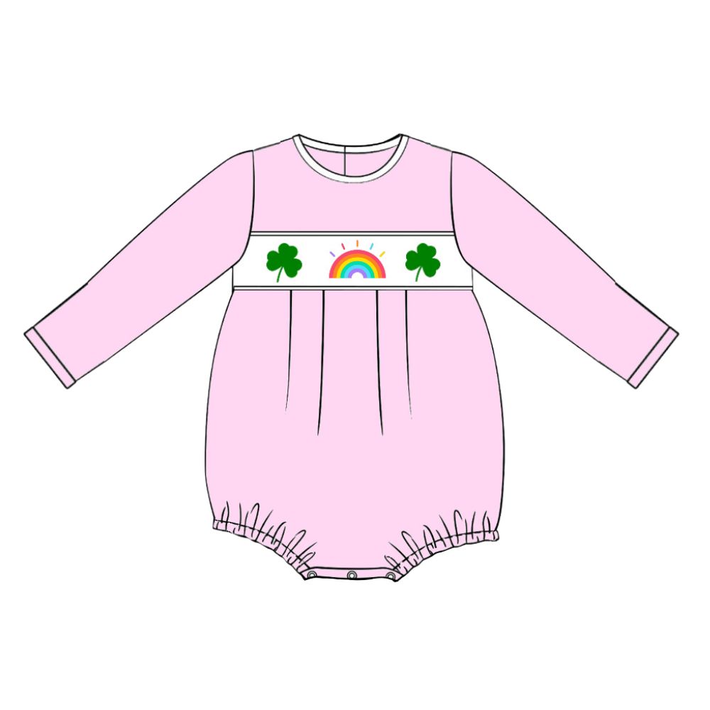 Pink smocked St Patrick's Day bubble