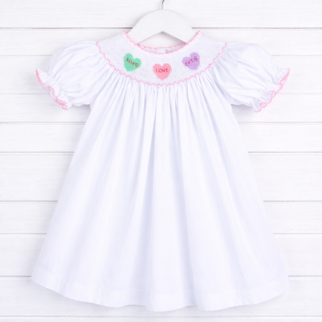 Valentine Heart Hand Smocked Bishop Baby Girl Dress Collection
