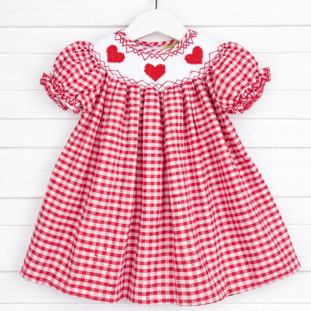 Valentine Heart Hand Smocked Bishop Baby Girl Dress Collection