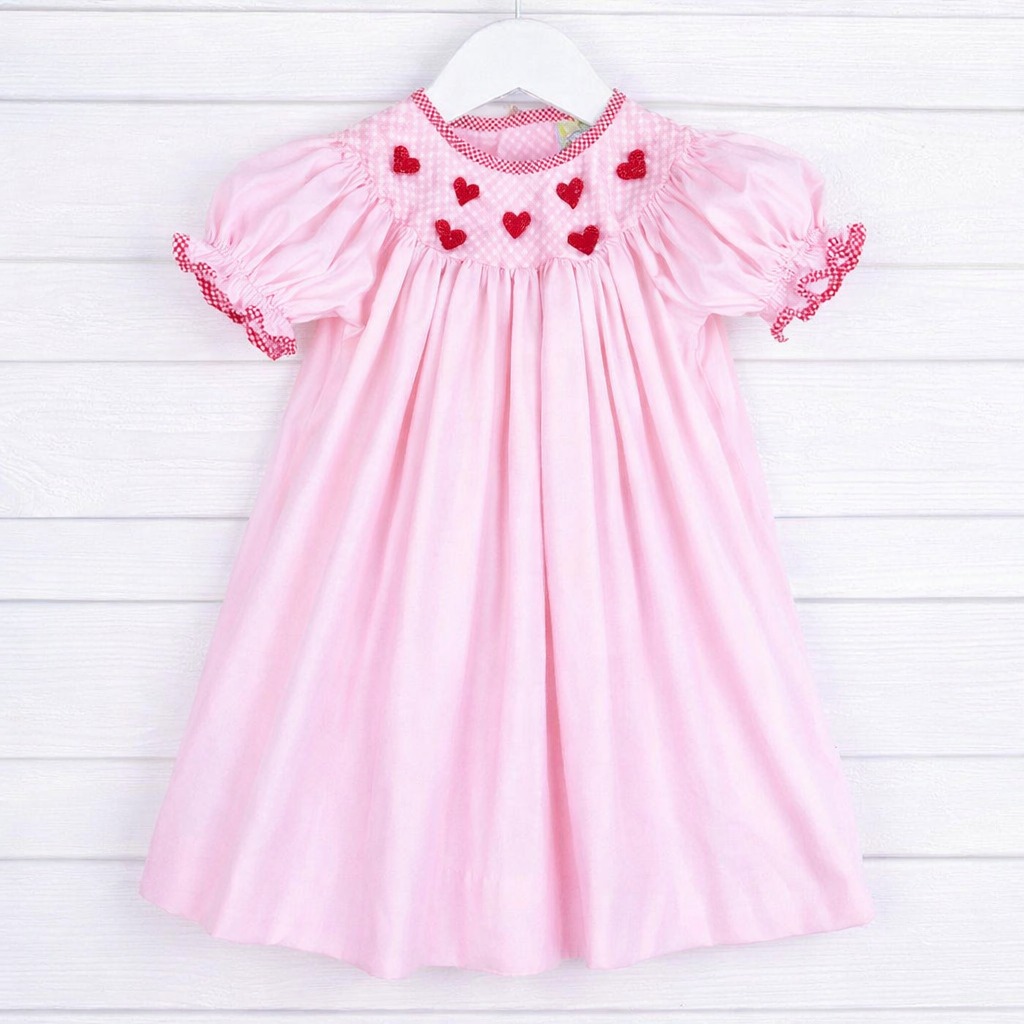 Valentine Heart Hand Smocked Bishop Baby Girl Dress Collection