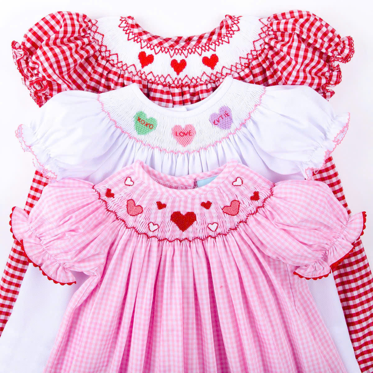 Valentine Heart Hand Smocked Bishop Baby Girl Dress Collection