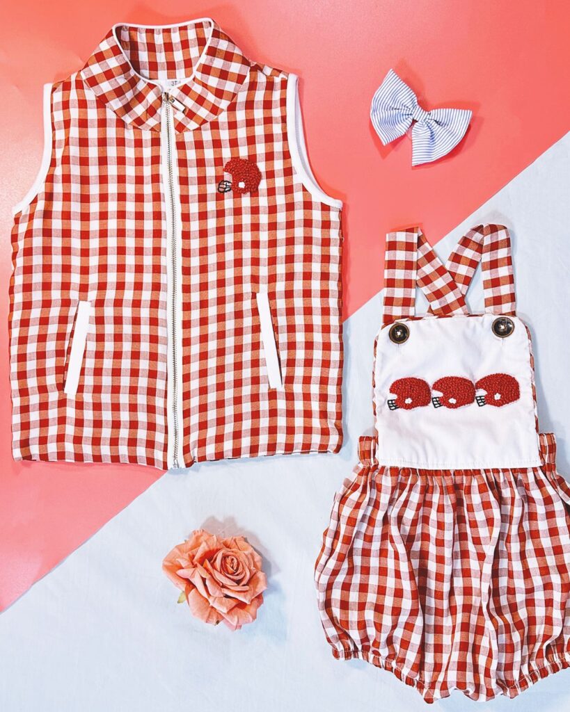 Cricket helmet French Knot embroidered gillet set