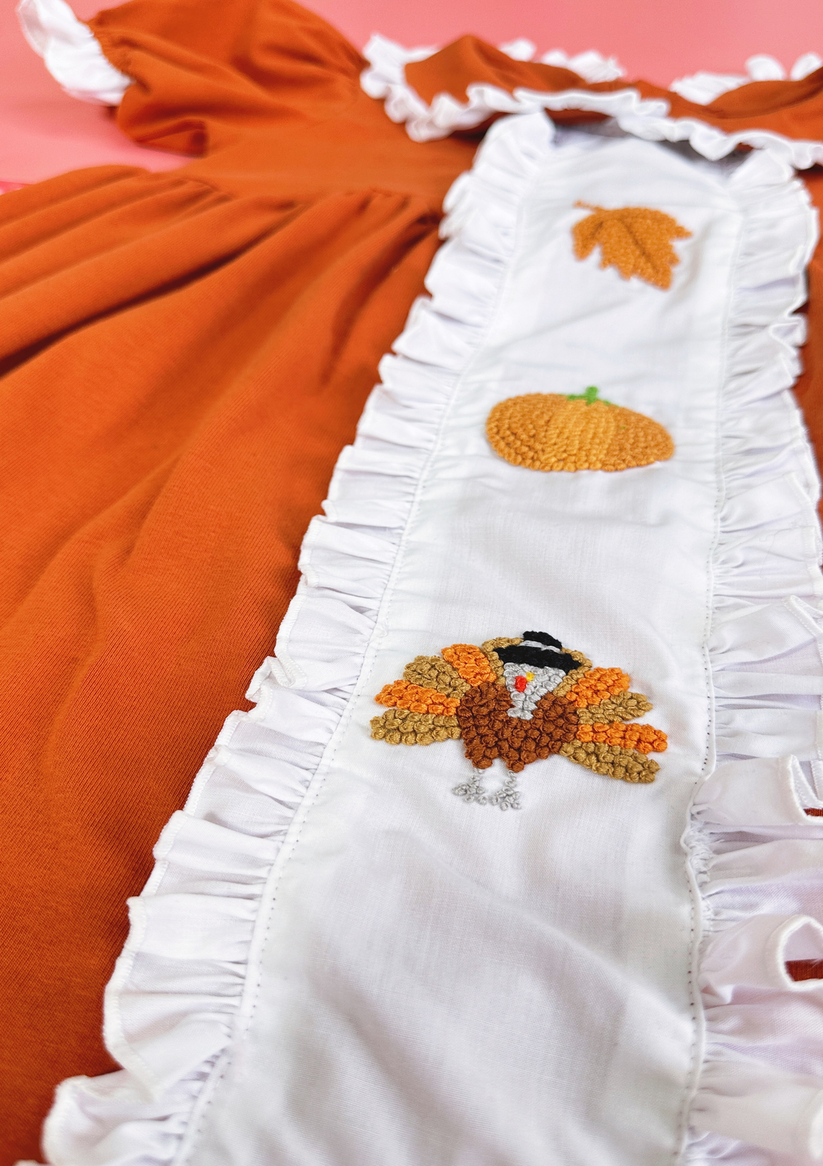 Thanksgiving French Knot embroidered line dress