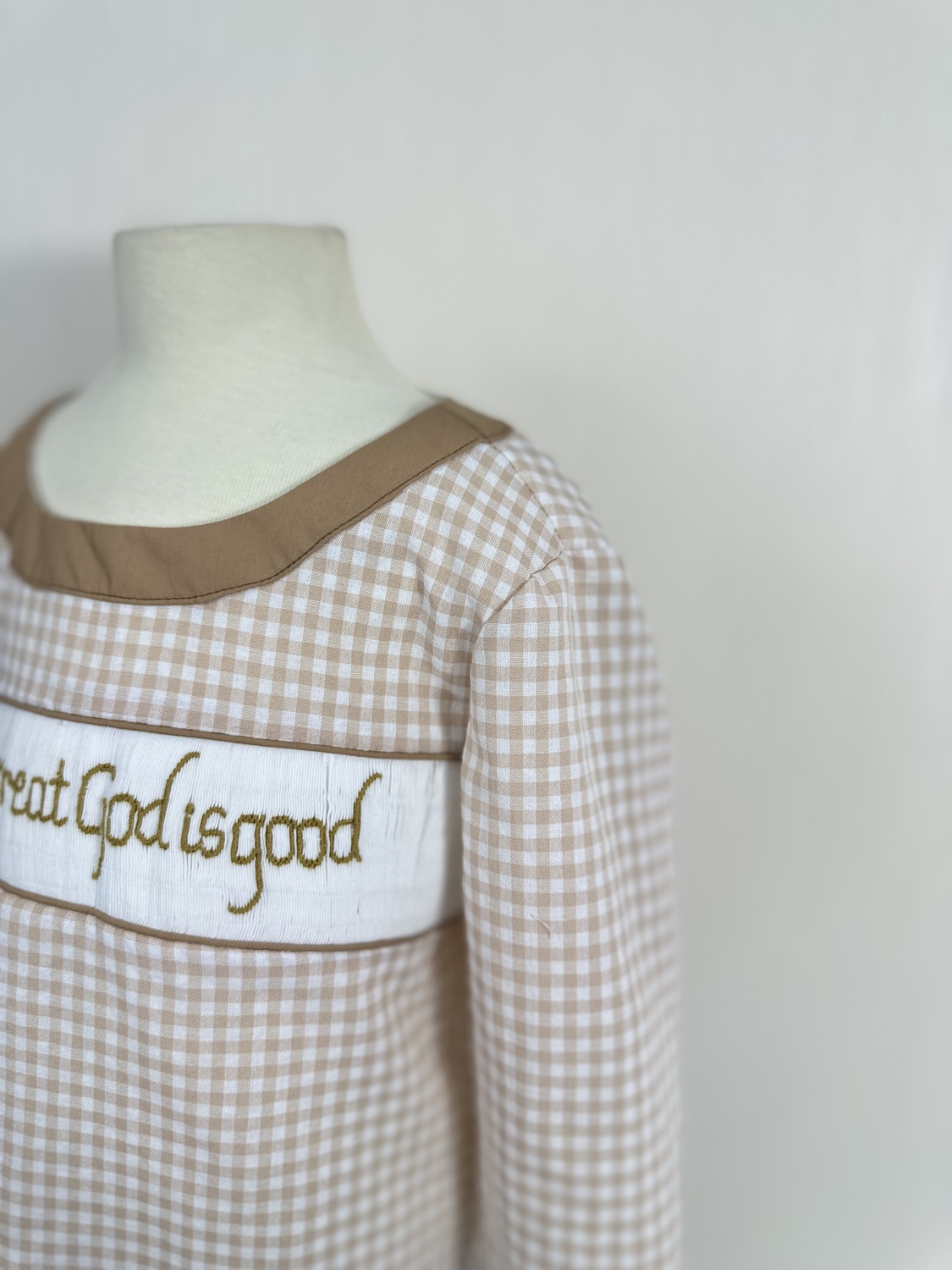 God is great hand embroidered long sleeve shirt