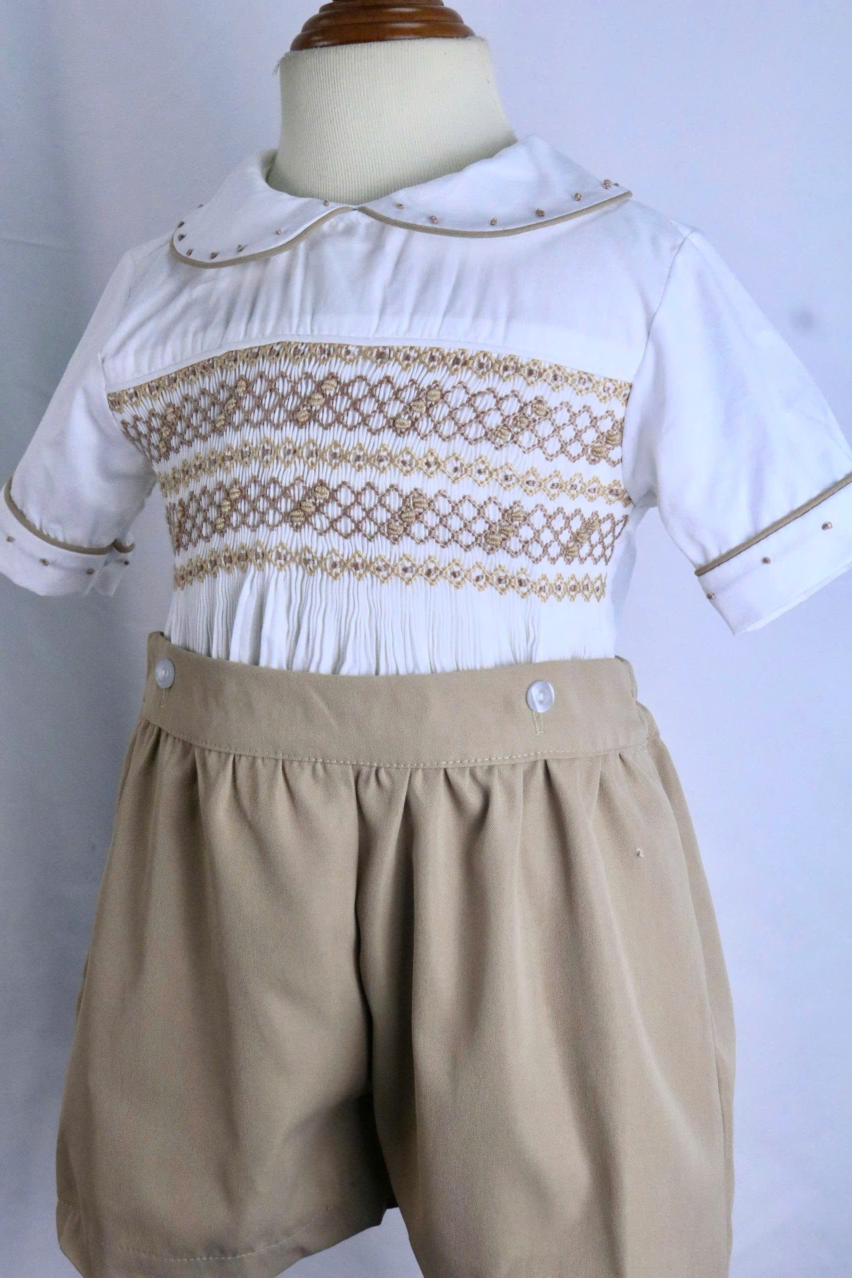 Classic Hand Smocked Baby Boy Romper