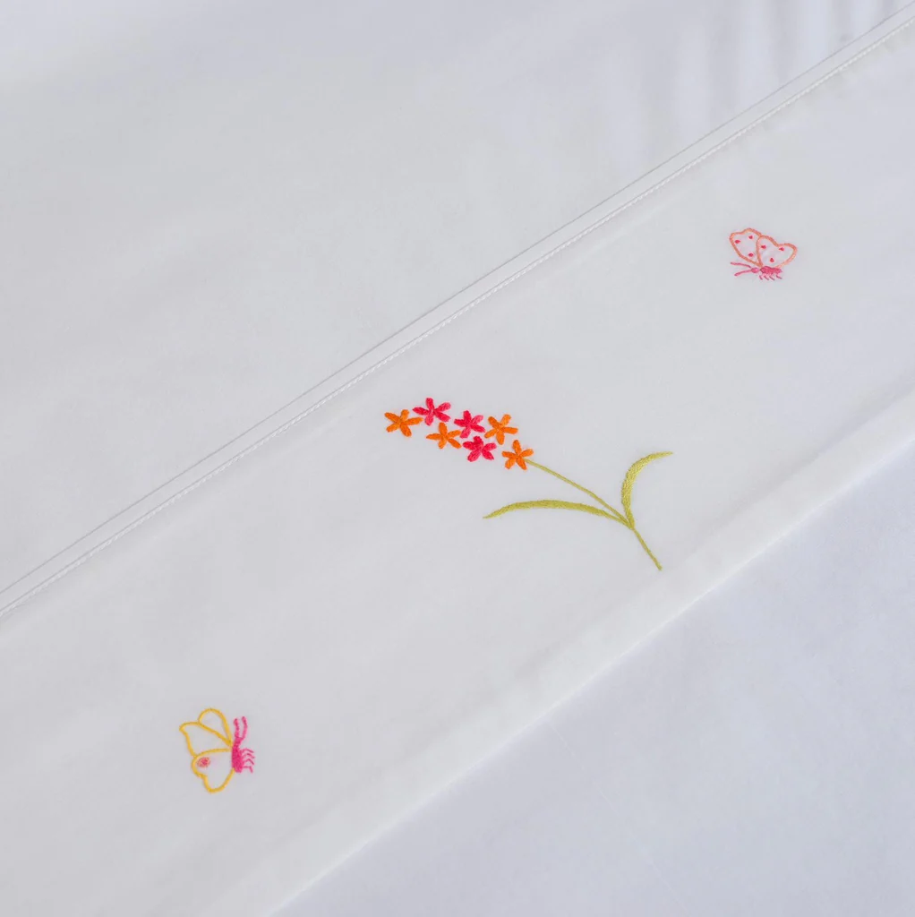 Butterfly Cotton Hand Embroidered Bedding