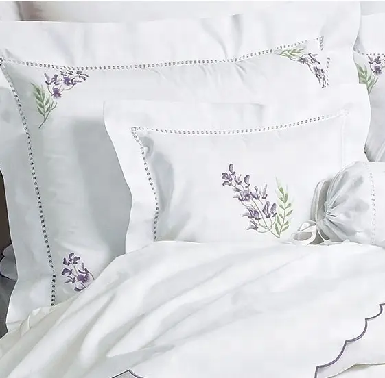 Lavender hand embroidered bedding