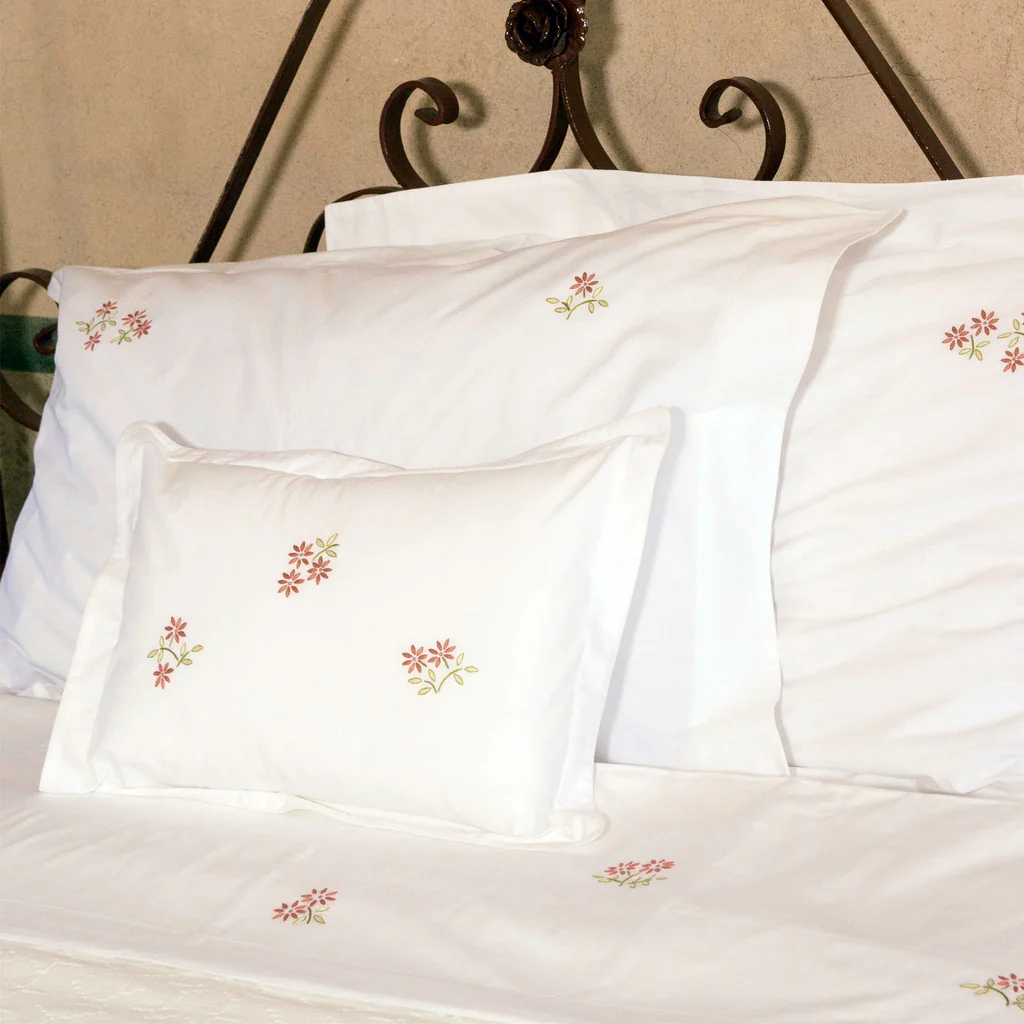 Camomile hand embroidered bed sheet