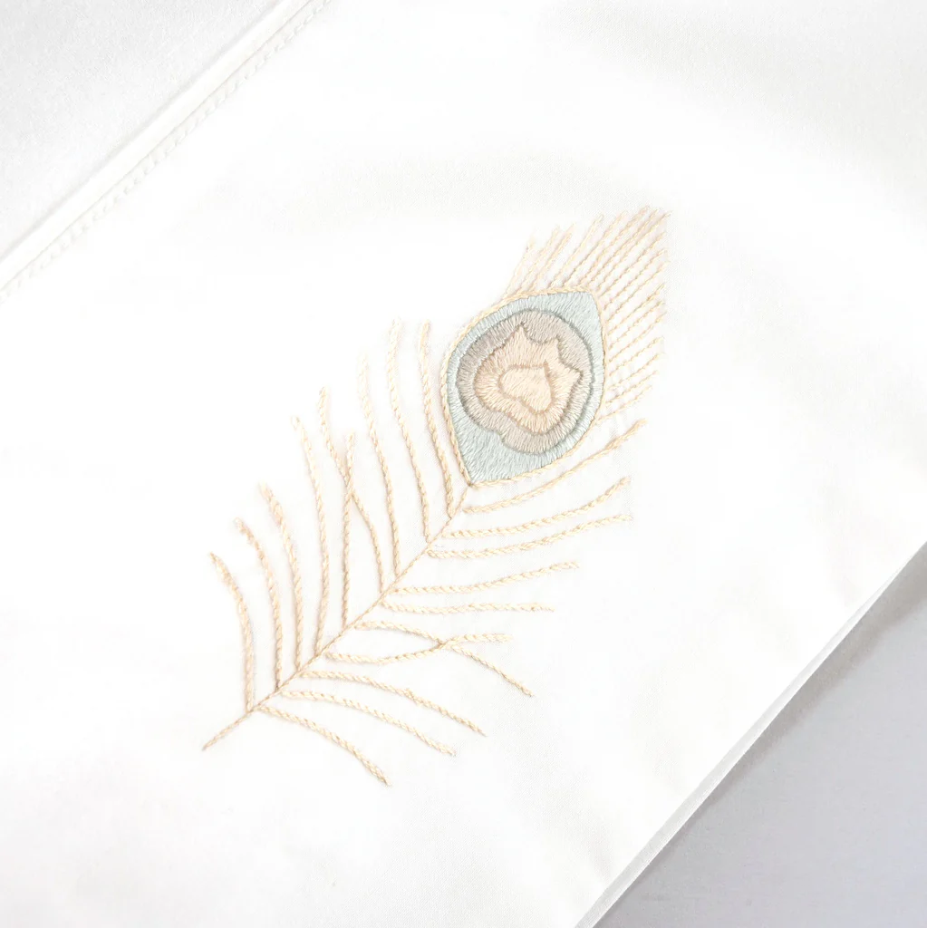 Peacock feathers hand embroidered duvet covers