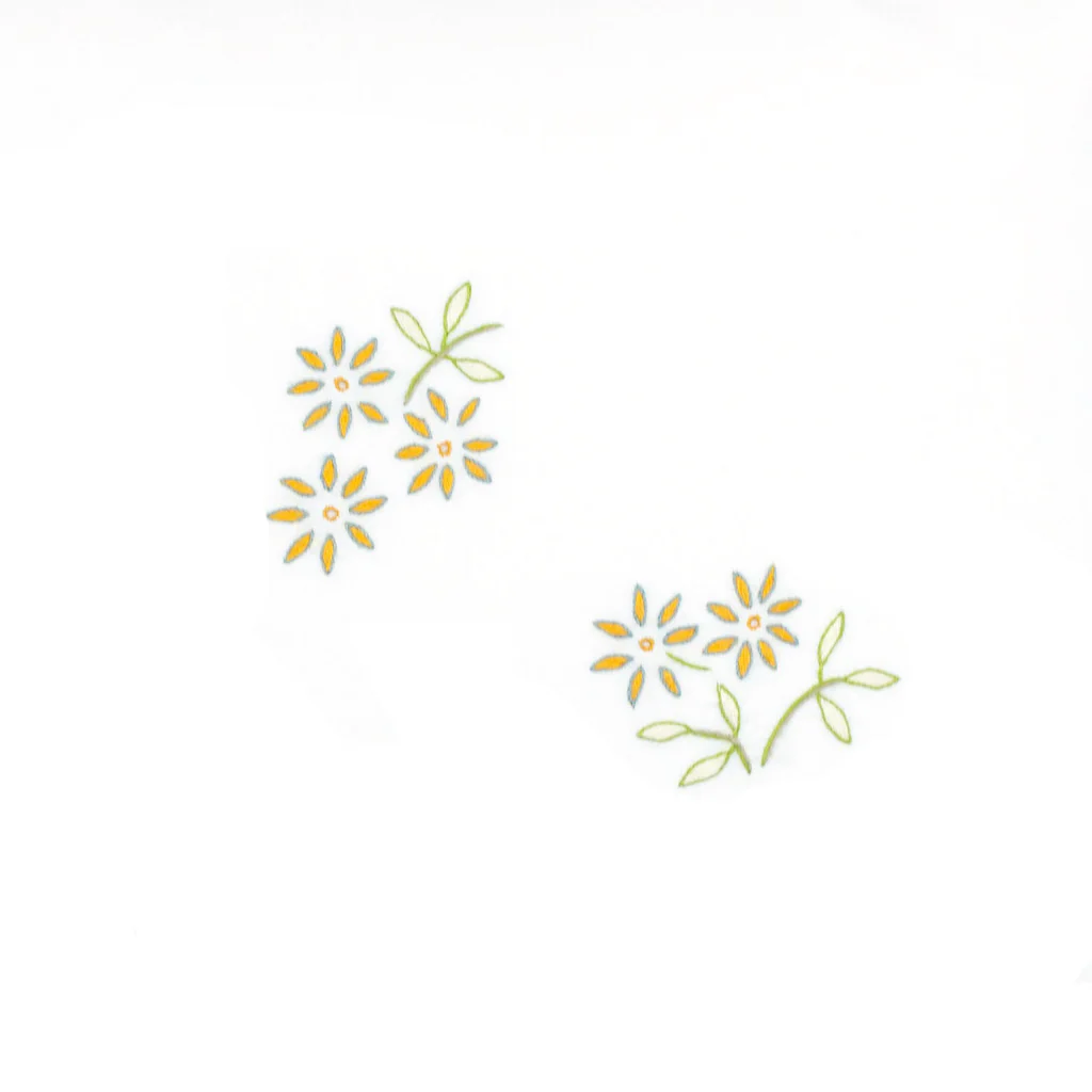 Camomile hand embroidered bed sheet