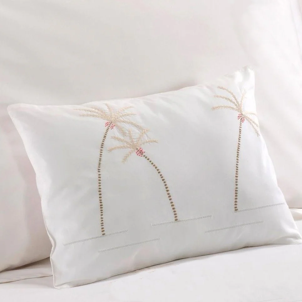 Palm trees duvet cover hand embroidered