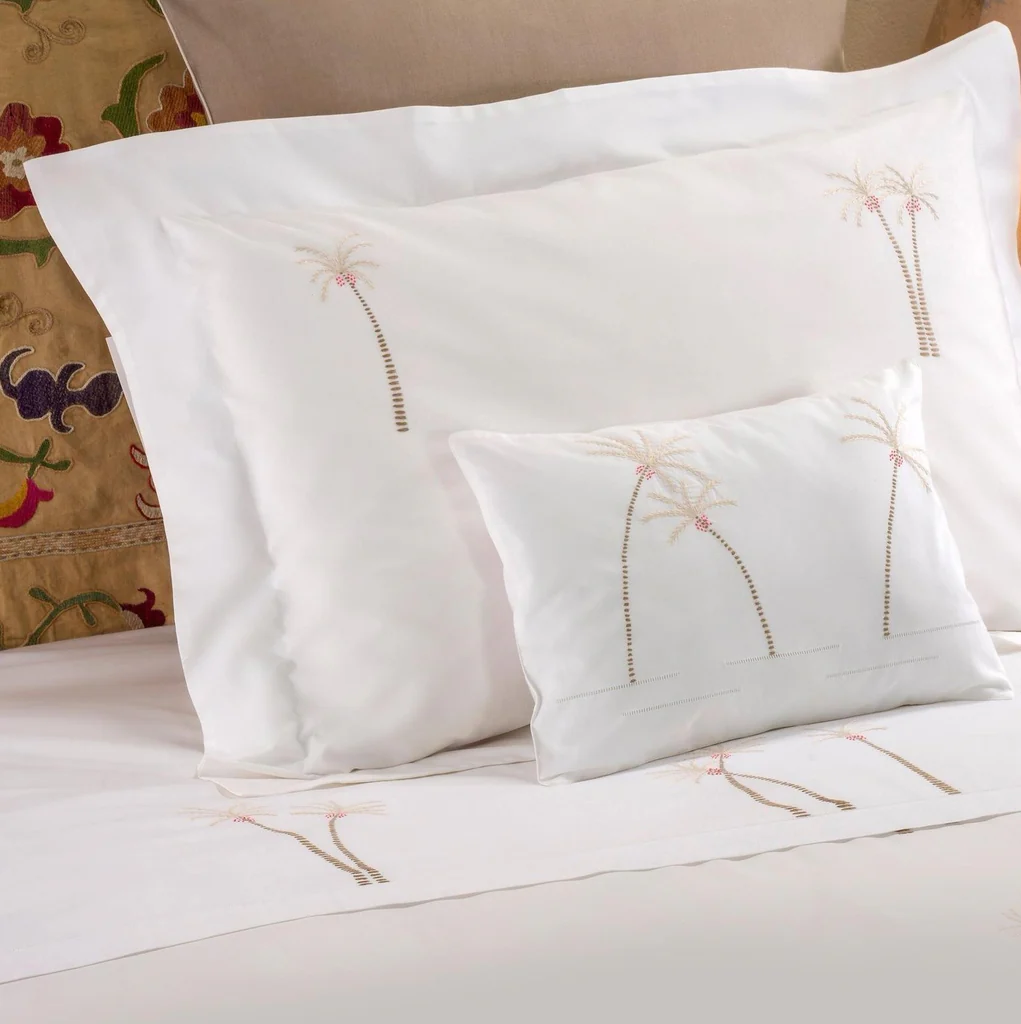 Palm trees duvet cover hand embroidered